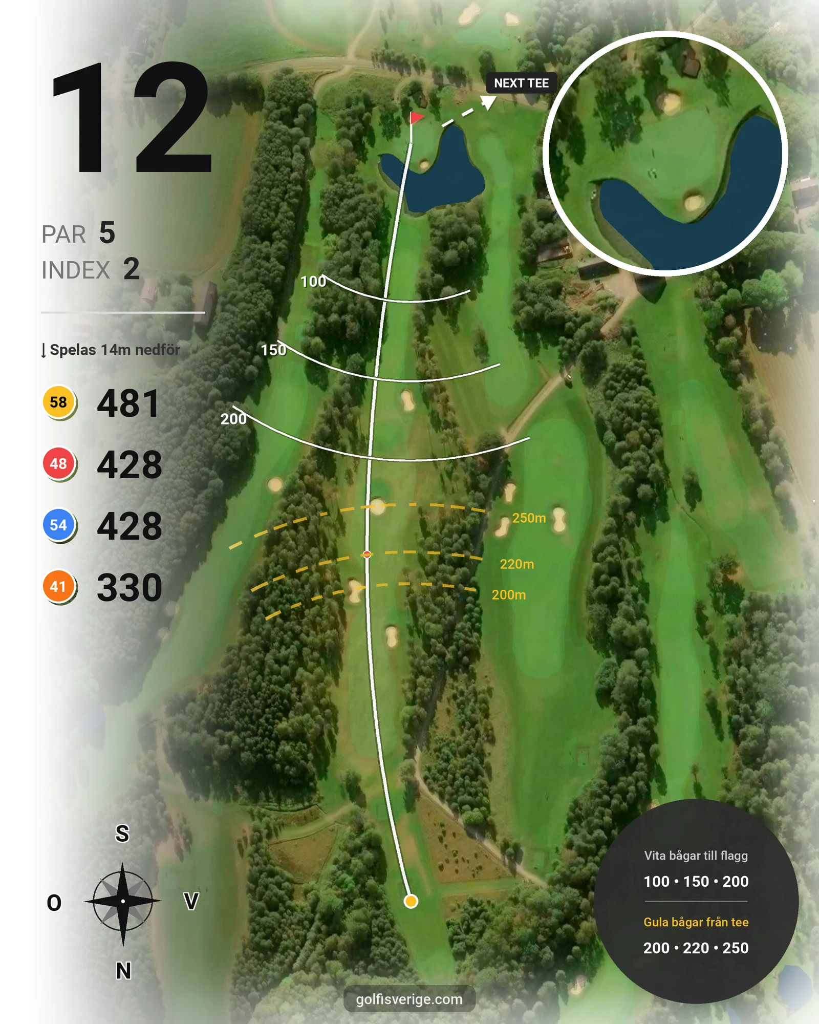 Banguide Åsundsholm på Åsundsholms Golfklubb - Hål 12 karta