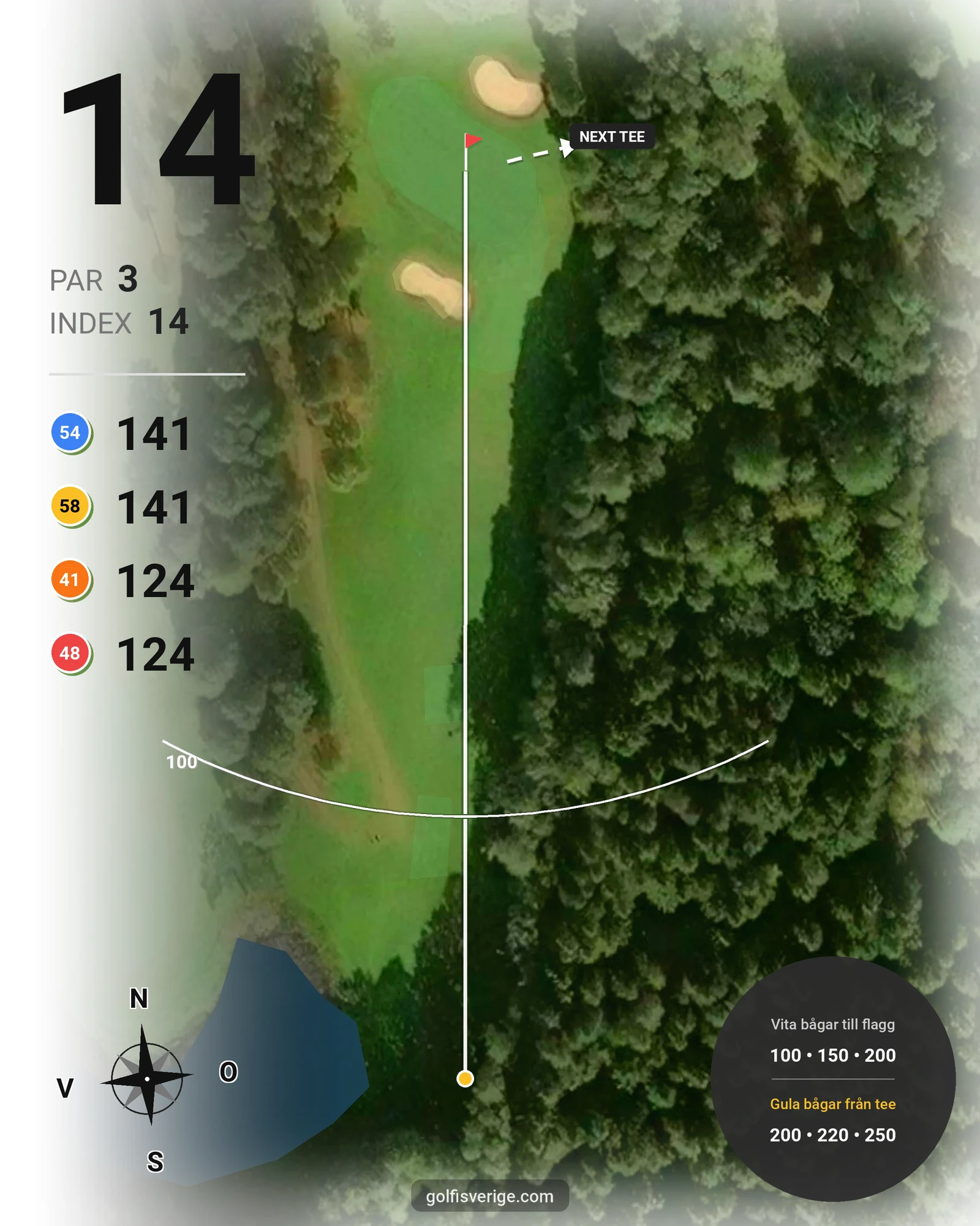 Banguide Åsundsholm på Åsundsholms Golfklubb - Hål 14 karta