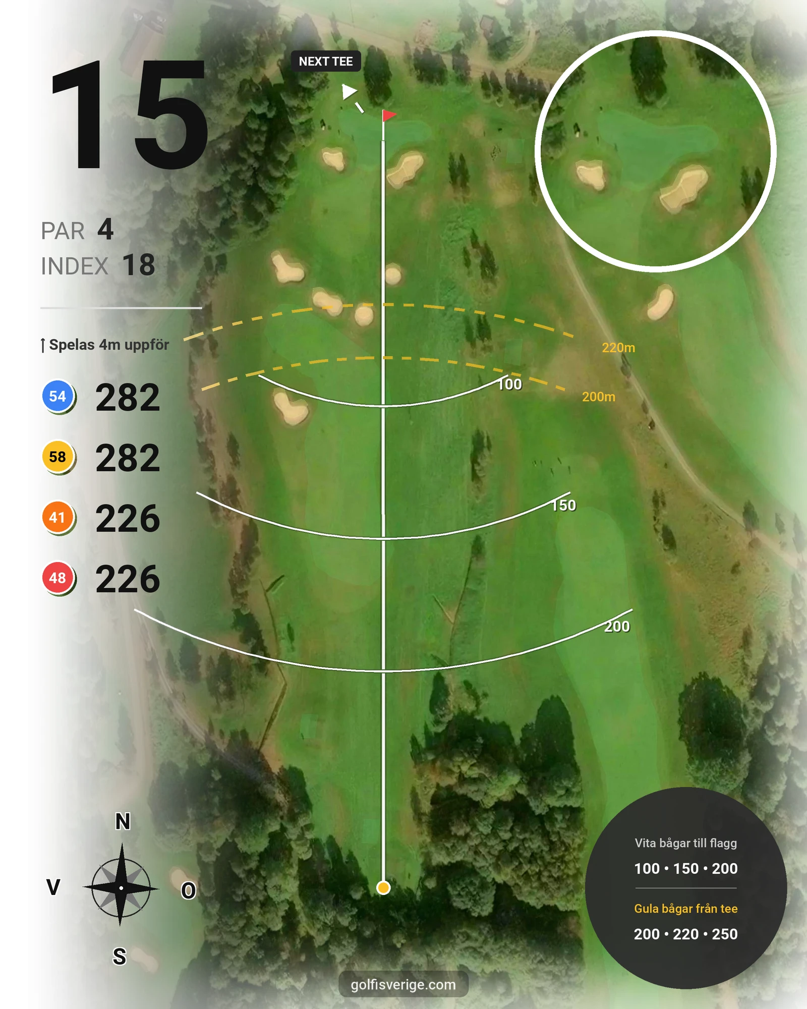 Banguide Åsundsholm på Åsundsholms Golfklubb - Hål 15 karta