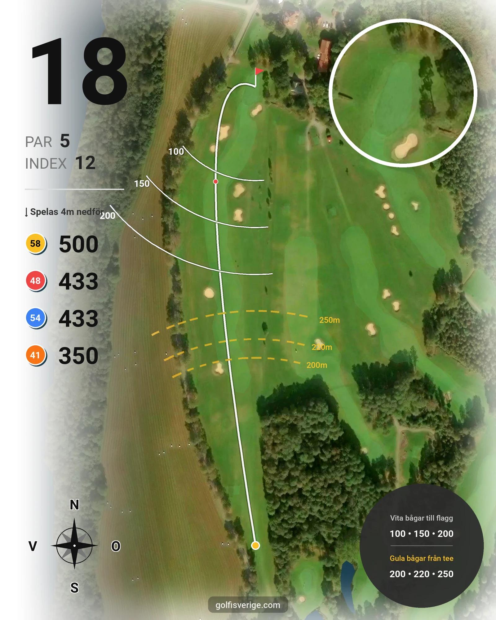 Banguide Åsundsholm på Åsundsholms Golfklubb - Hål 18 karta