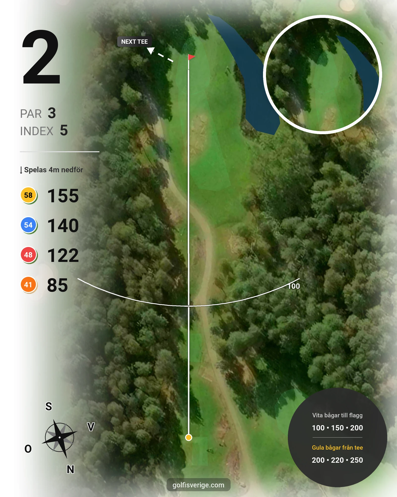 Banguide Åsundsholm på Åsundsholms Golfklubb - Hål 2 karta