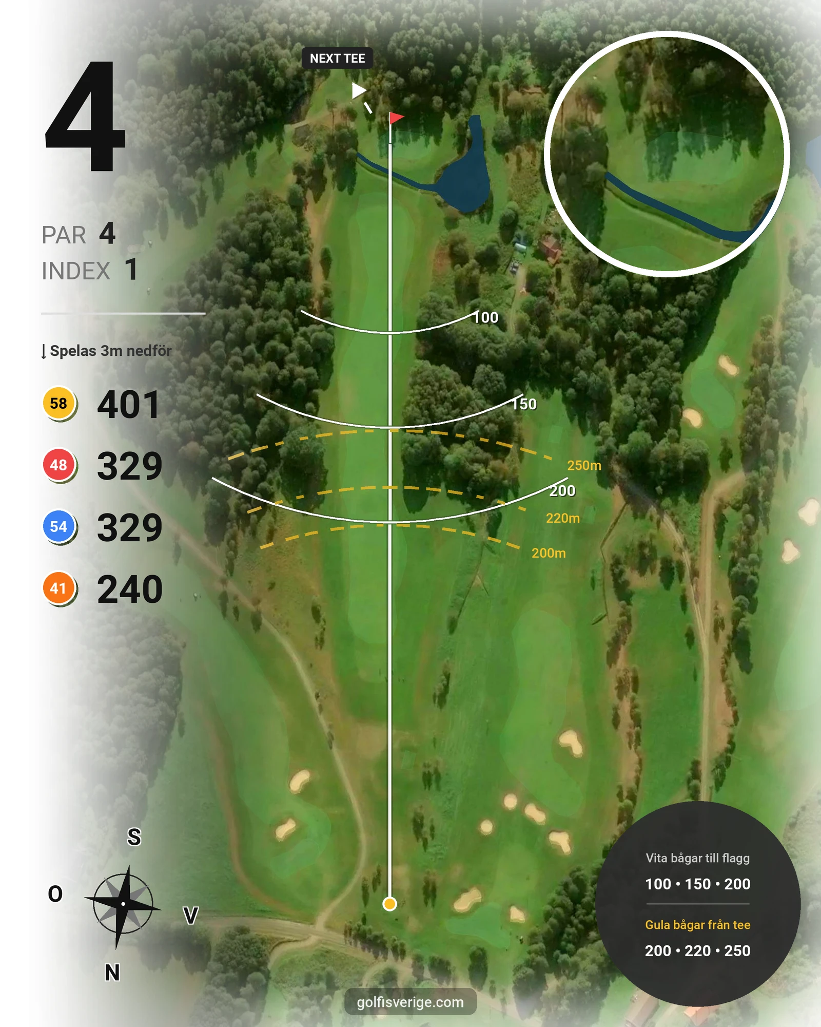 Banguide Åsundsholm på Åsundsholms Golfklubb - Hål 4 karta