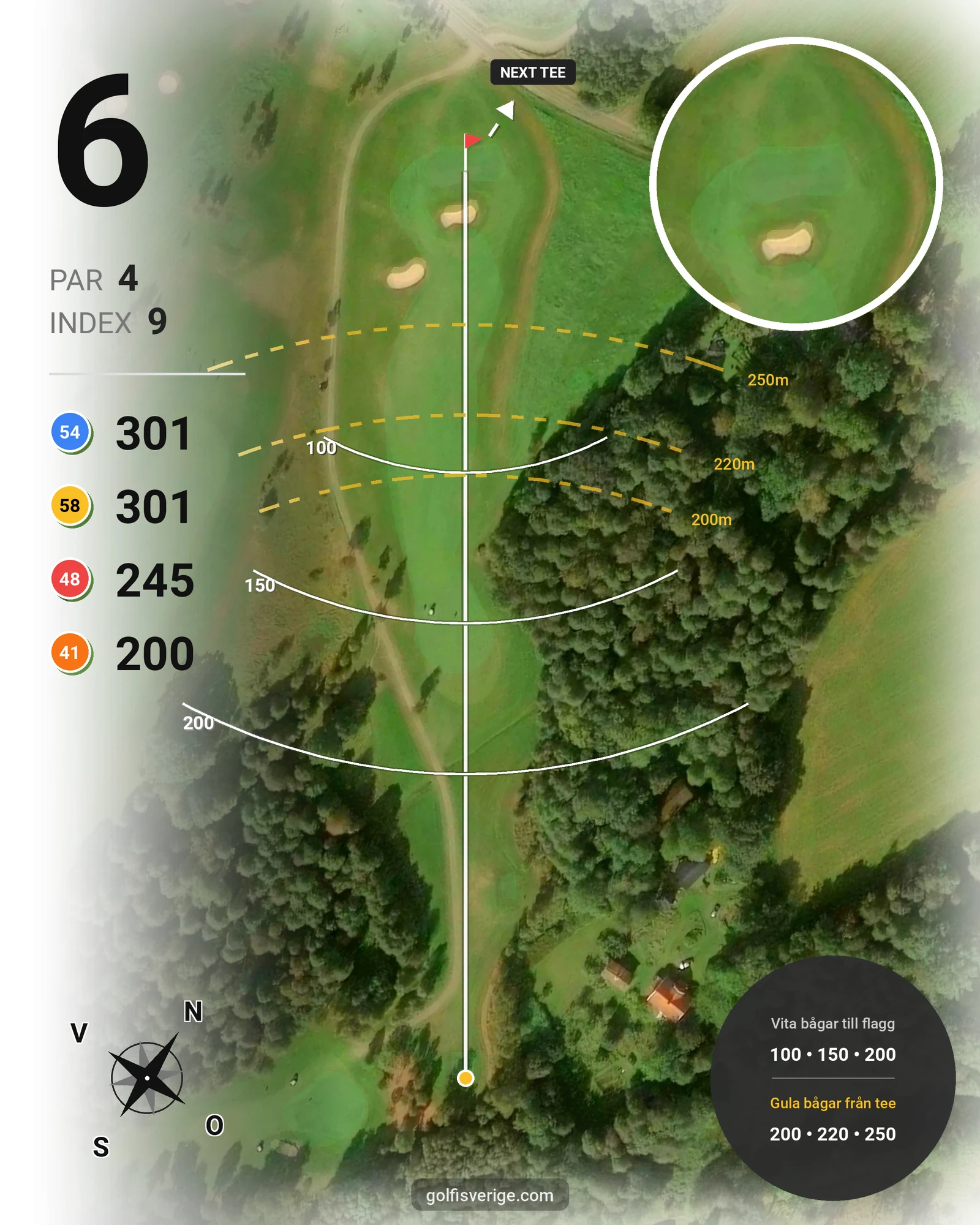 Banguide Åsundsholm på Åsundsholms Golfklubb - Hål 6 karta