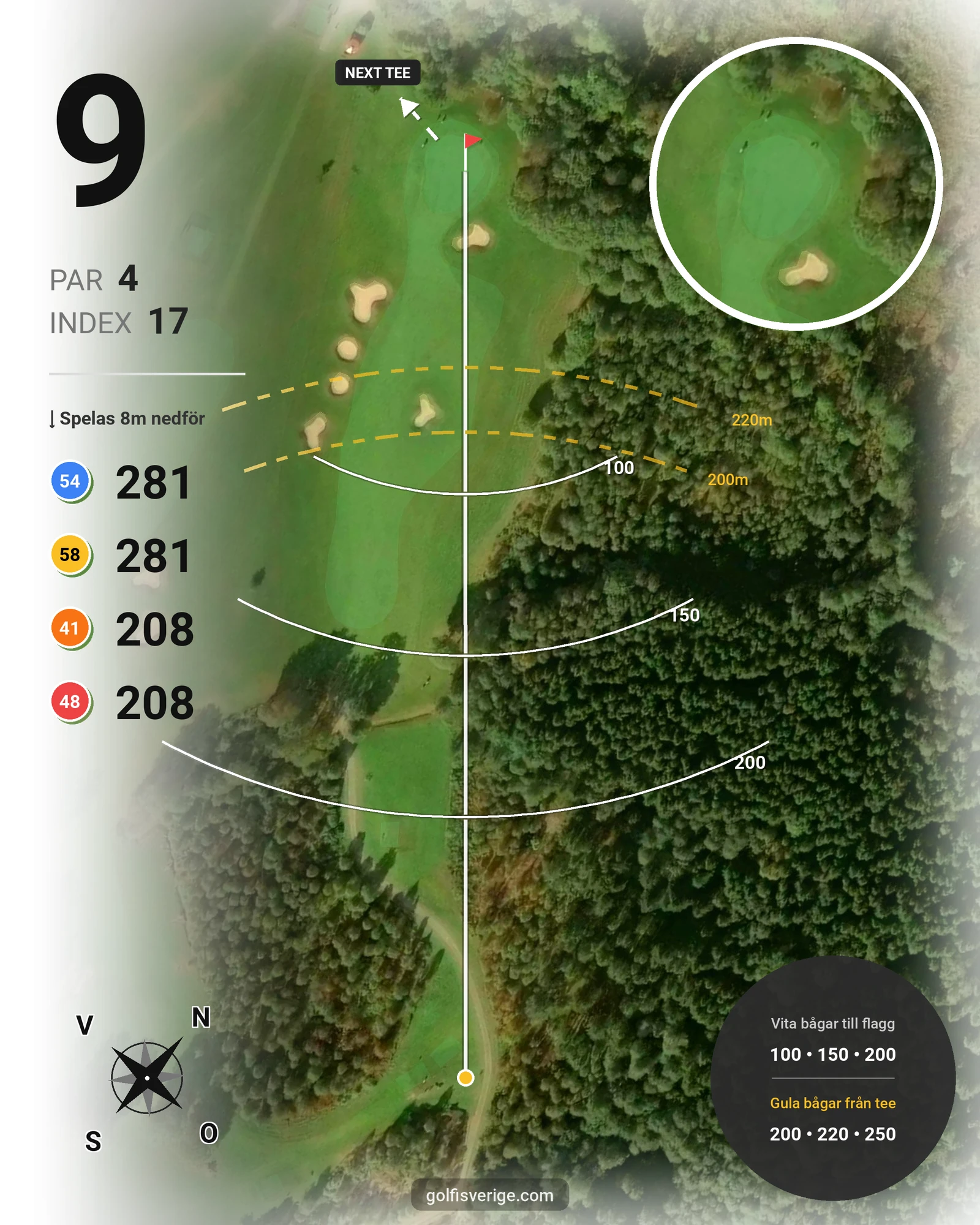 Banguide Åsundsholm på Åsundsholms Golfklubb - Hål 9 karta