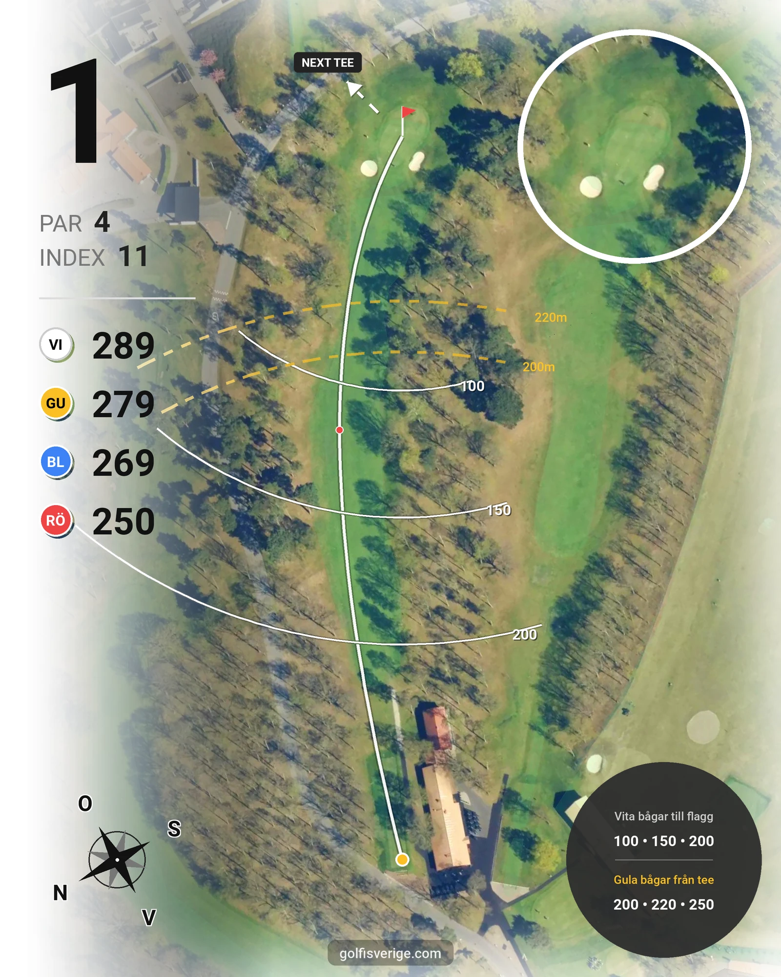 Banguide Pine Course hål 1 karta