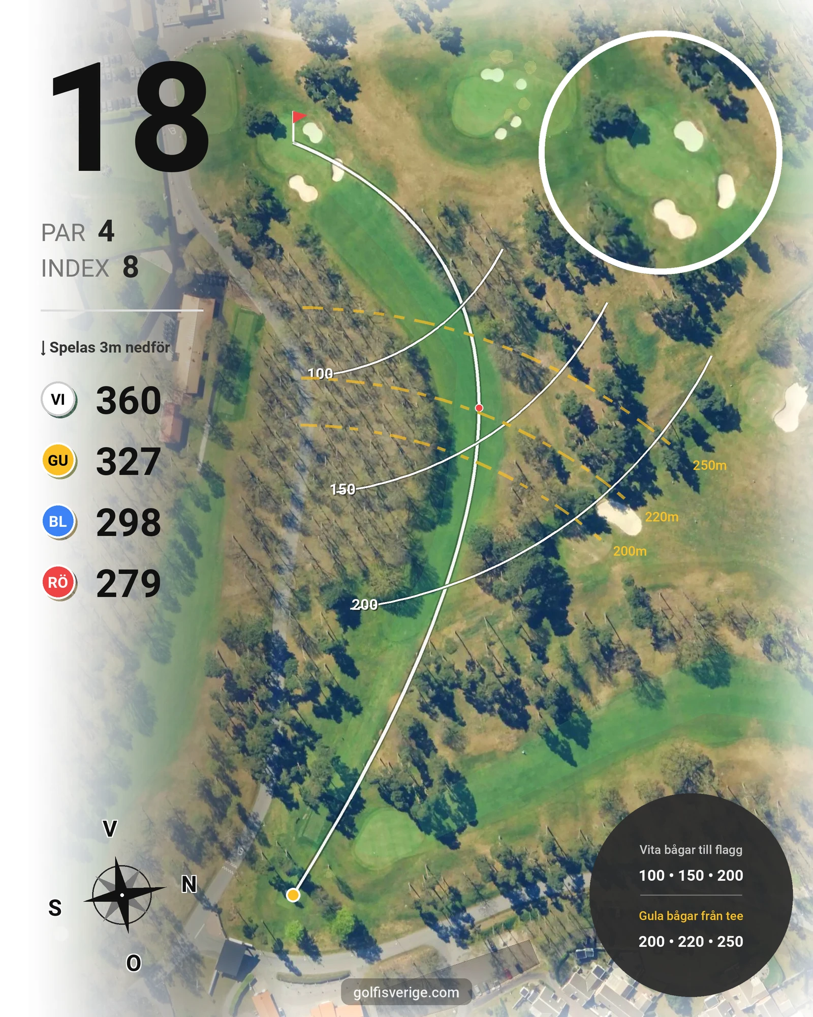 Banguide Pine Course hål 18 karta