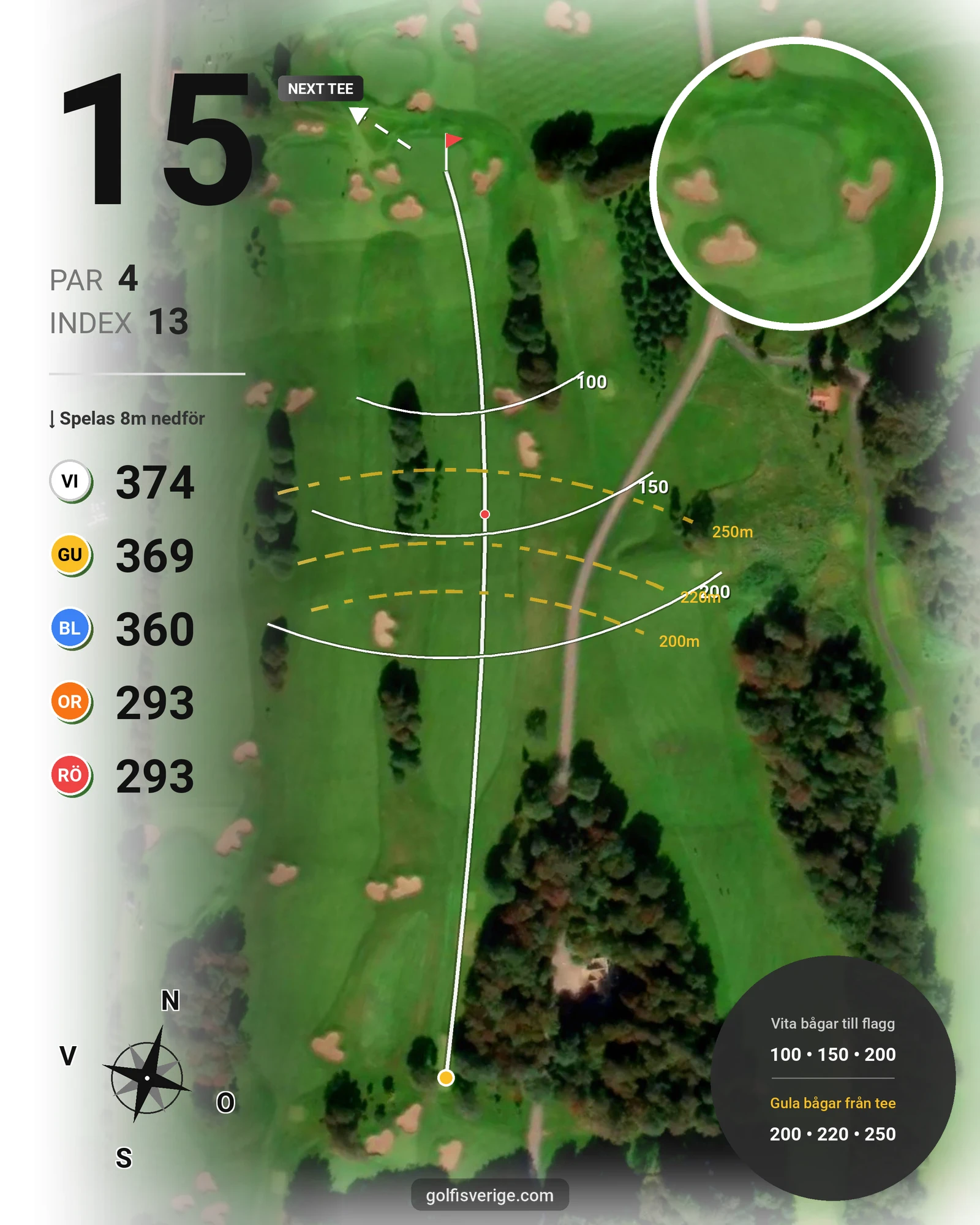 Banguide Gamla Banan på Båstad Golfklubb - Hål 15 karta