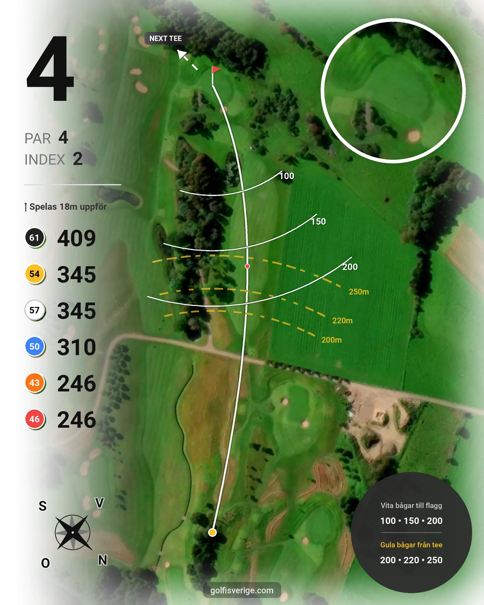 Banguide Nya Banan på Båstad Golfklubb - Hål 4 karta