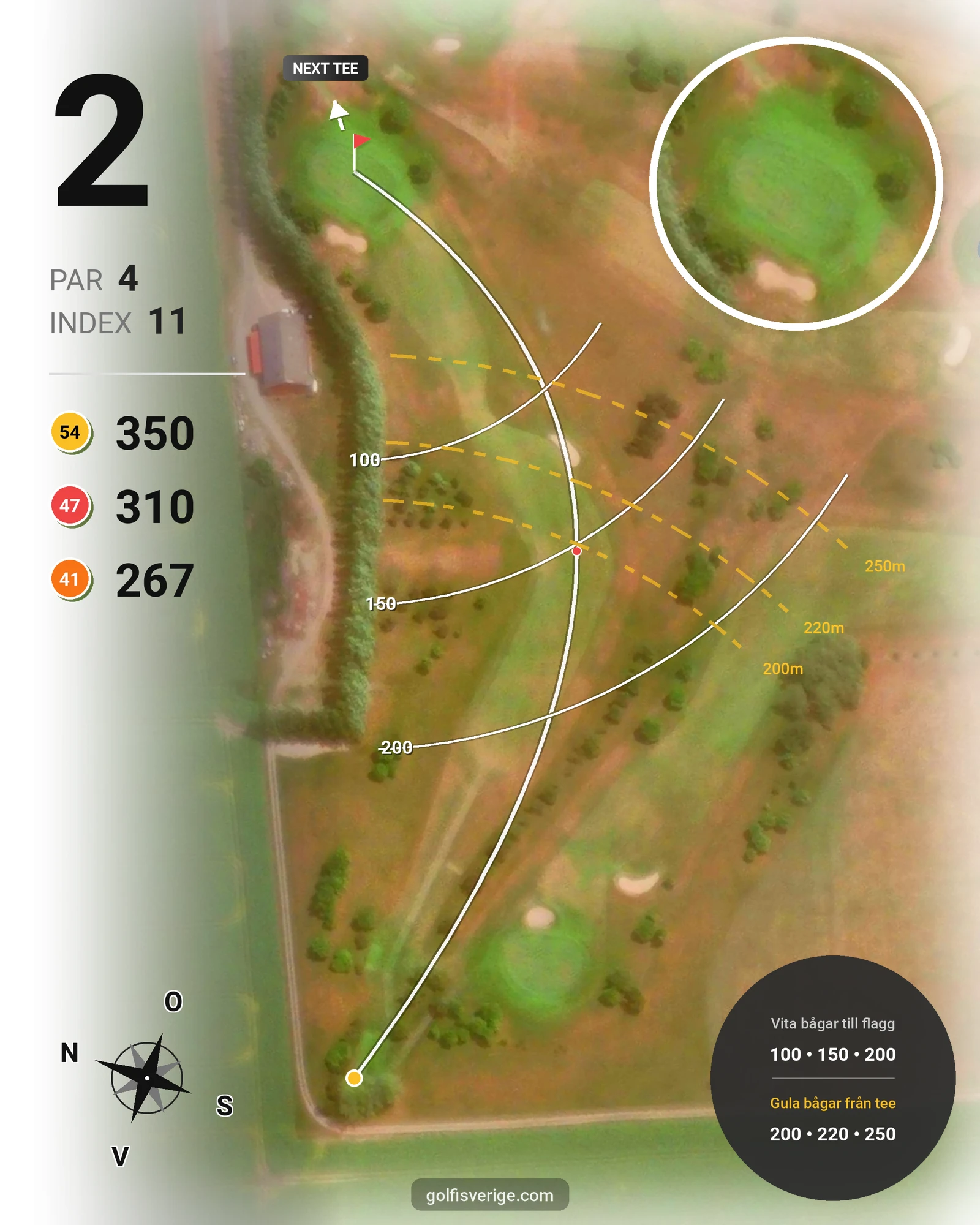 Banguide BeGK 18 hål på Bedinge Golfklubb - Hål 2 karta