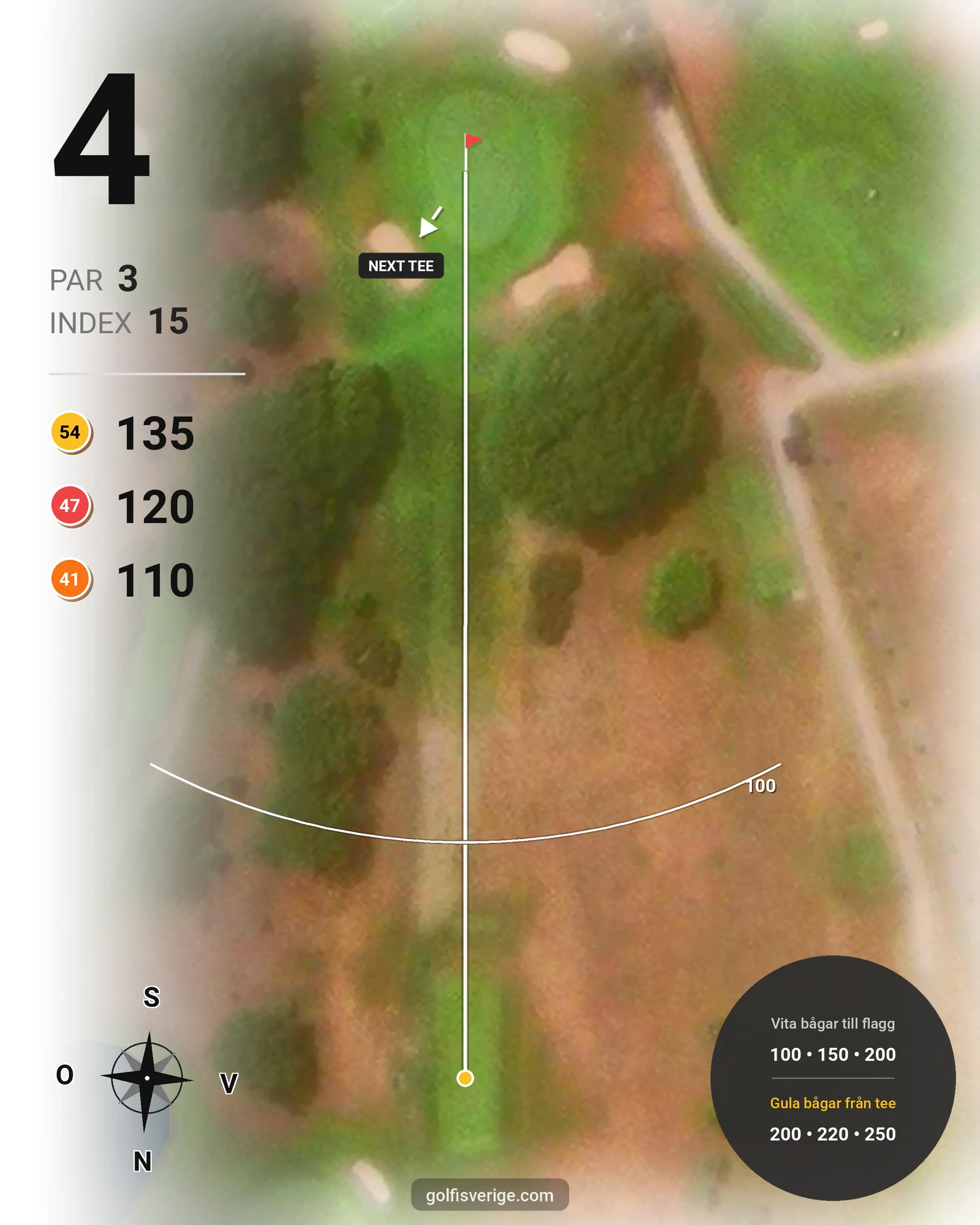 Banguide BeGK 18 hål på Bedinge Golfklubb - Hål 4 karta