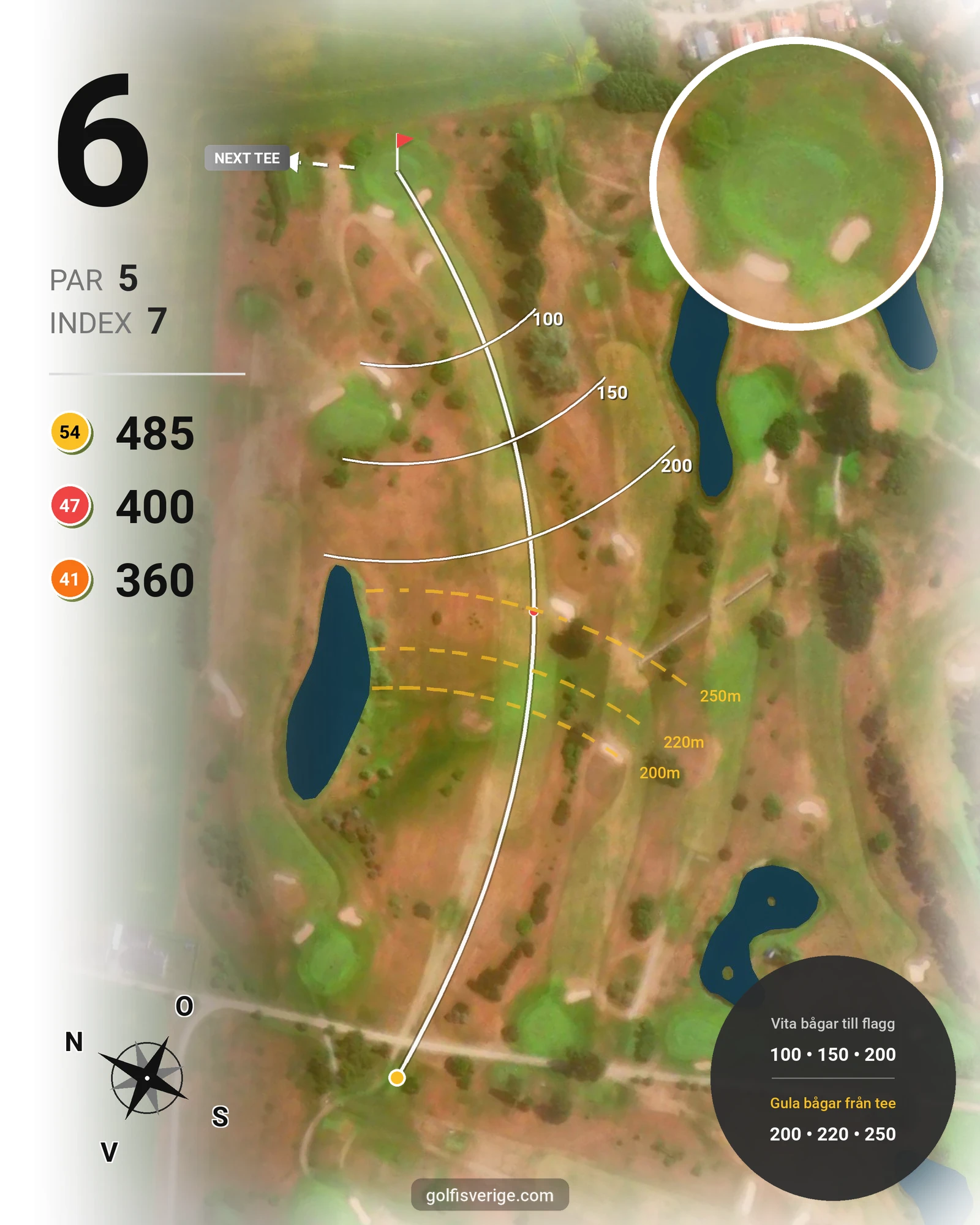 Banguide BeGK 18 hål på Bedinge Golfklubb - Hål 6 karta