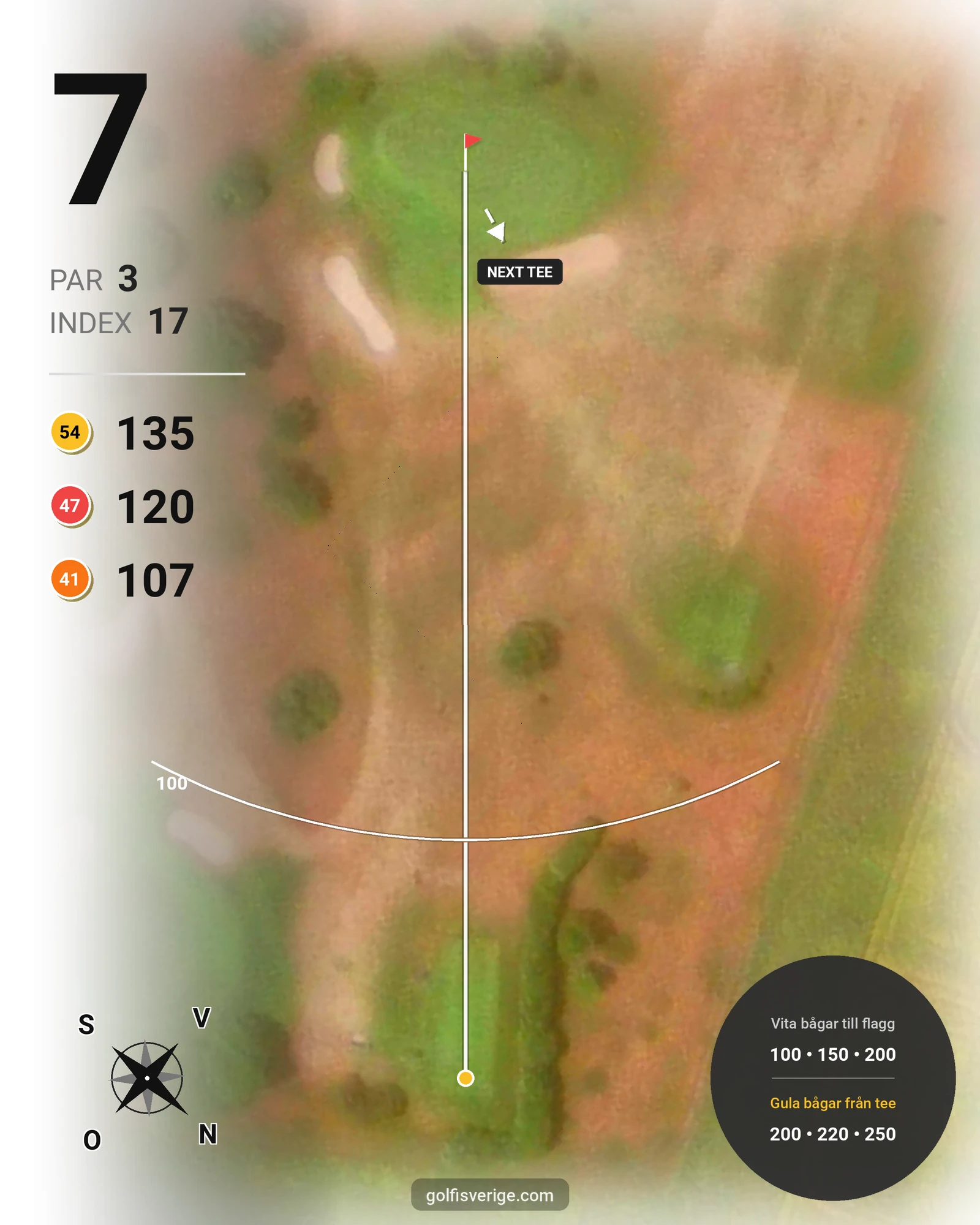 Banguide BeGK 18 hål på Bedinge Golfklubb - Hål 7 karta