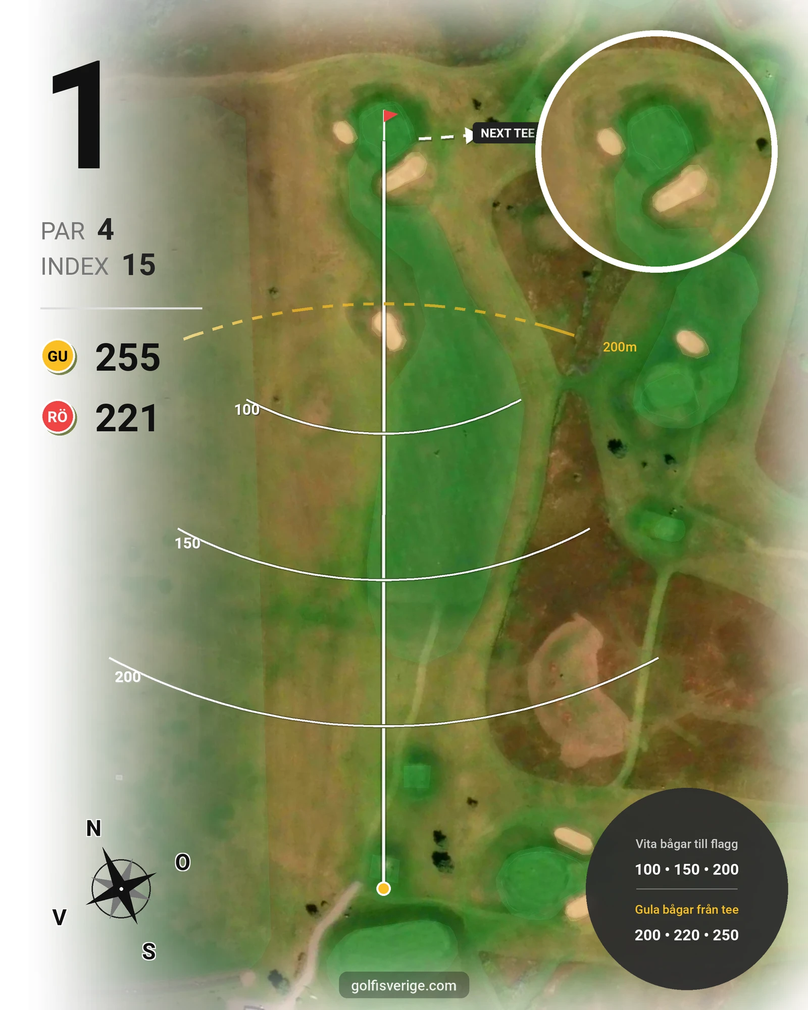 Banguide Binga Golf hål 1 karta