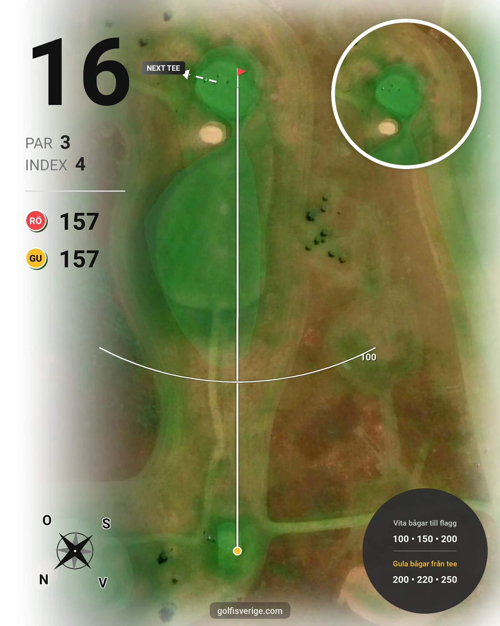 Banguide Binga Golf hål 16 karta