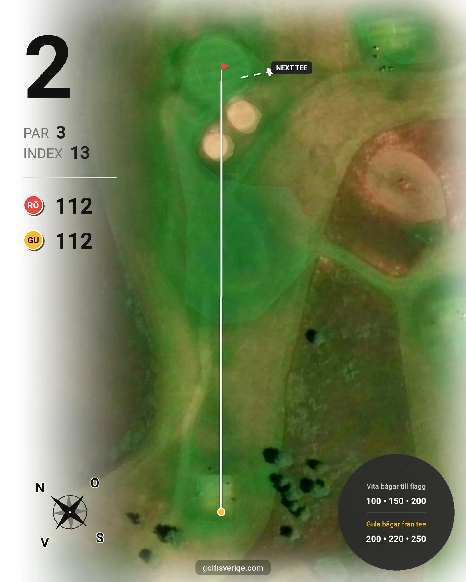 Banguide Binga Golf hål 2 karta