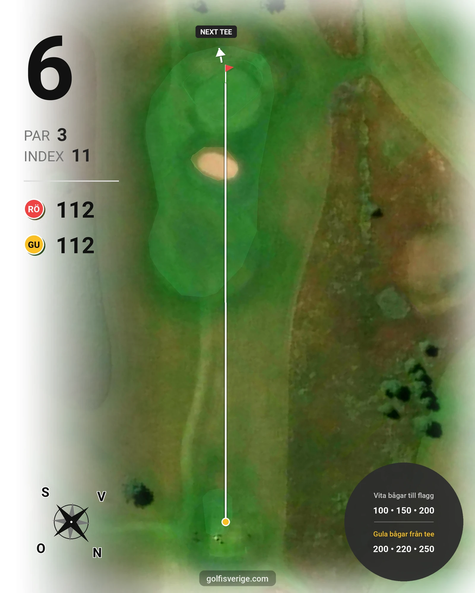 Banguide Binga Golf hål 6 karta