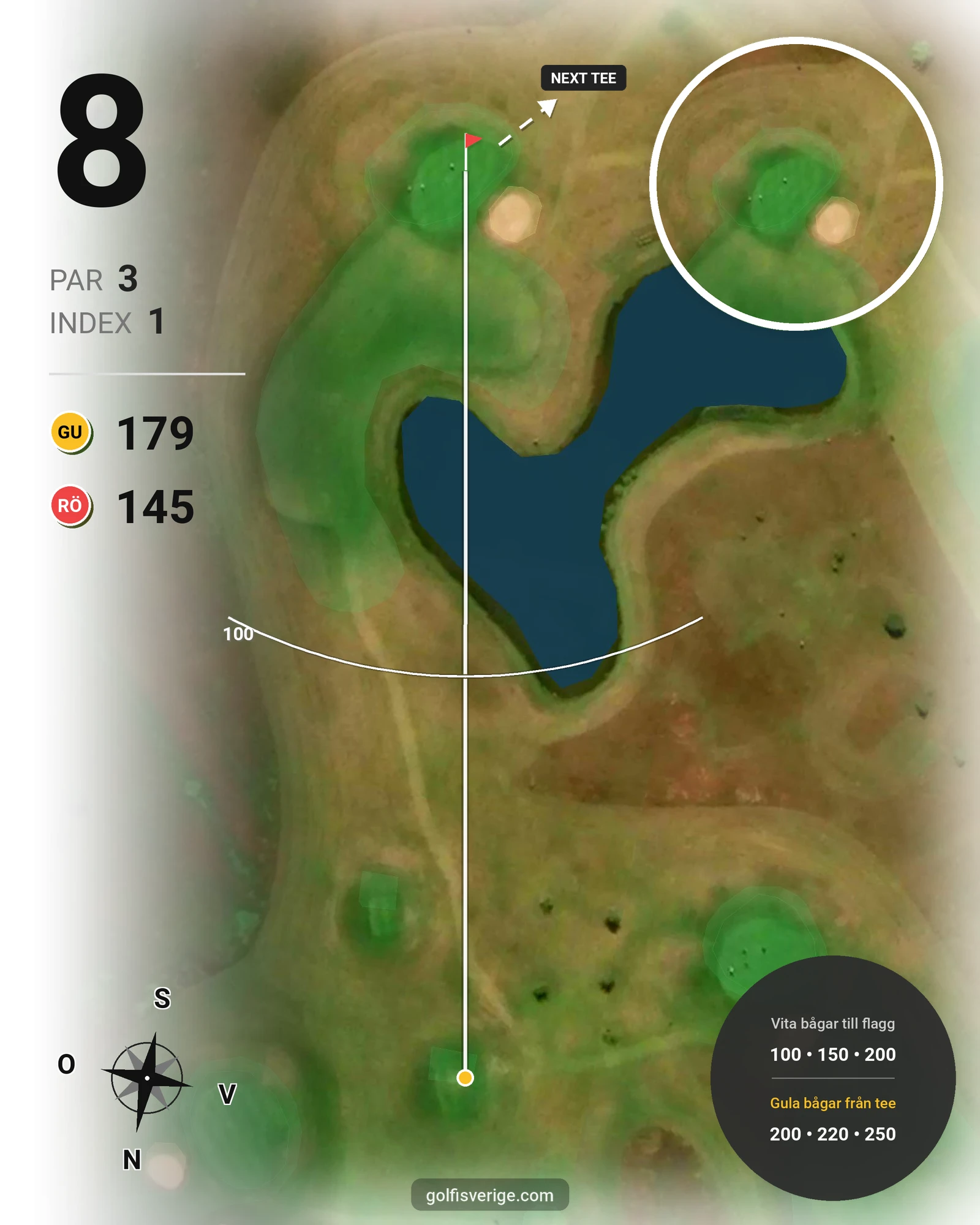 Banguide Binga Golf hål 8 karta