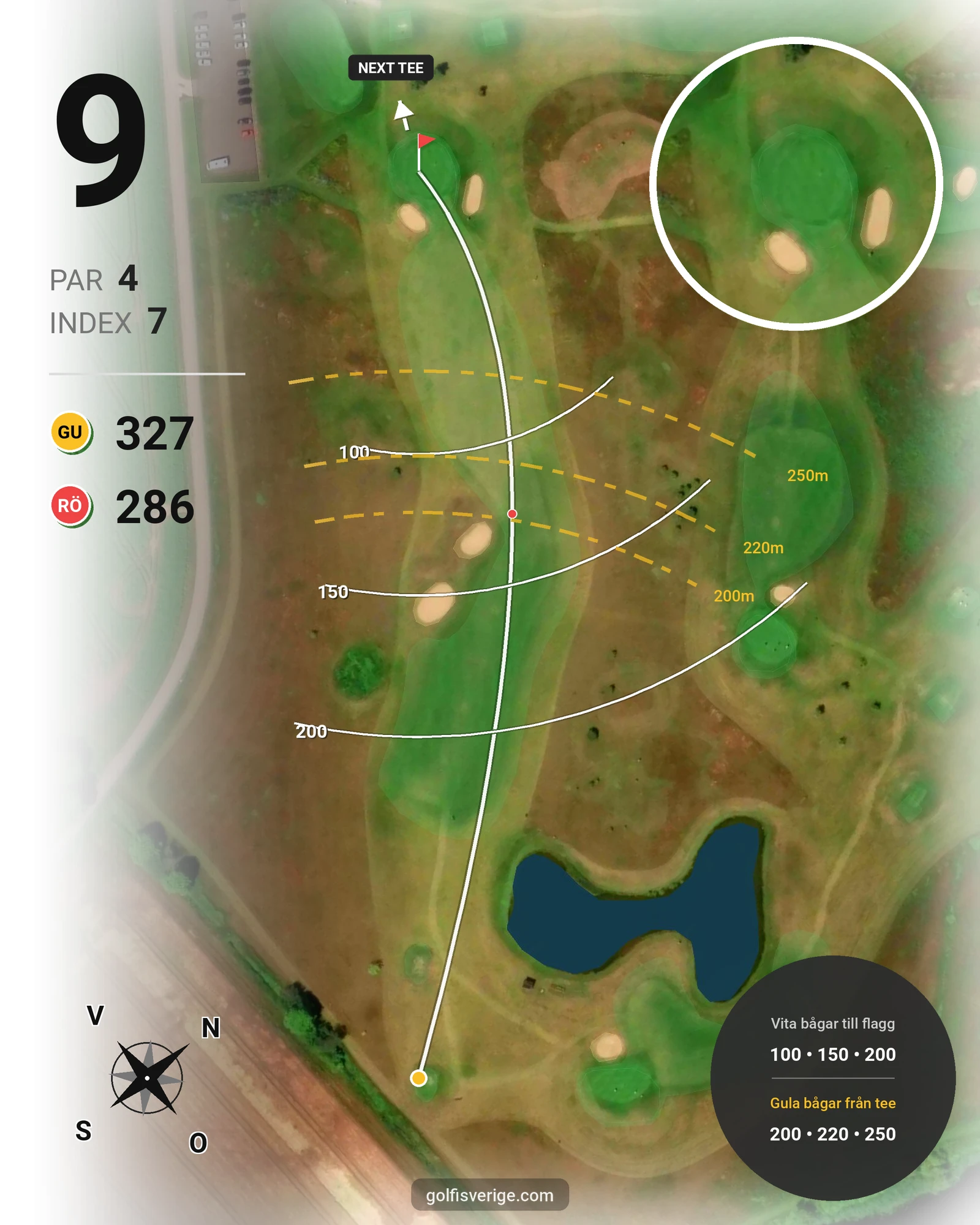 Banguide Binga Golf hål 9 karta