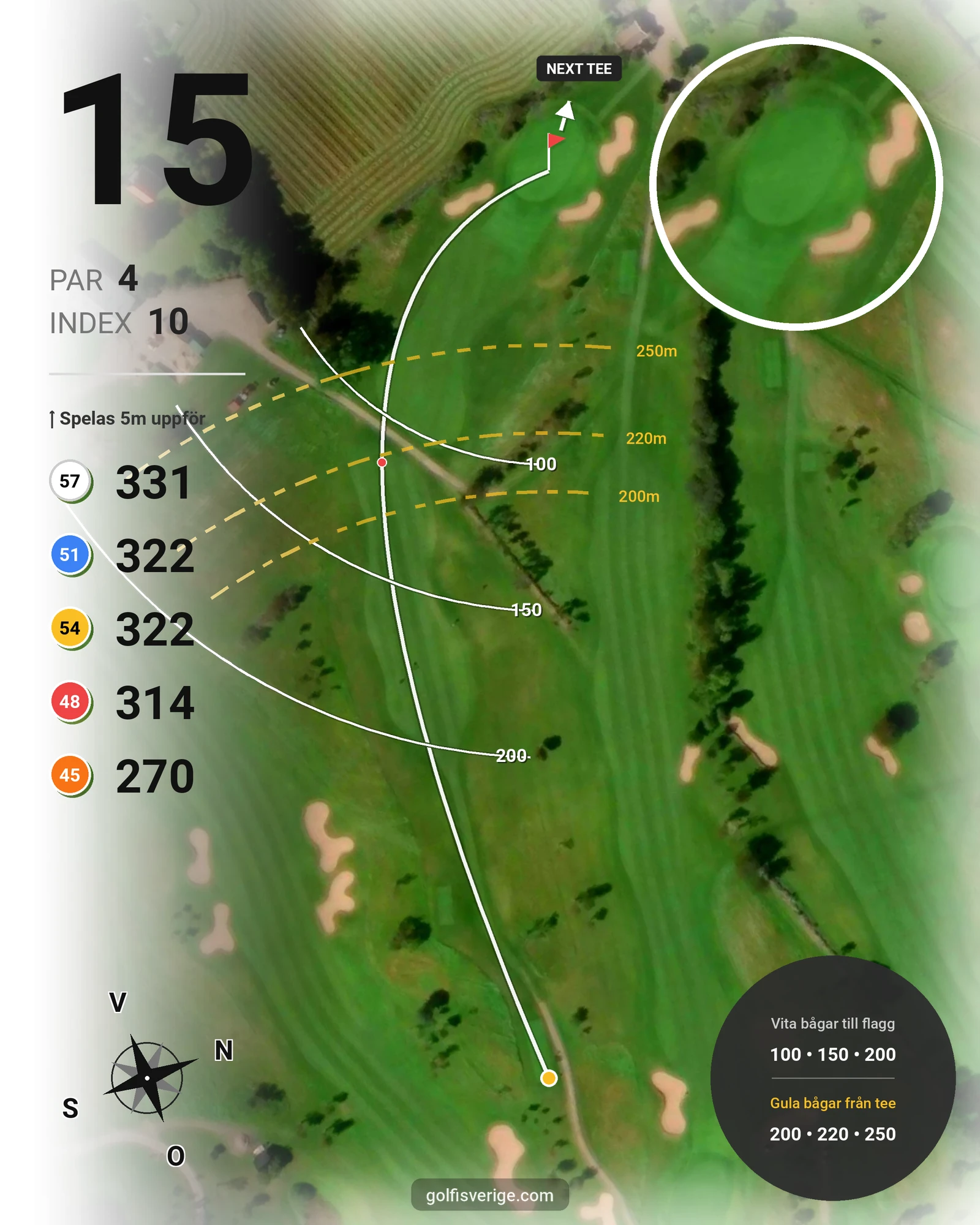 Banguide 18-hålsbanan på Bjäre Golfklubb - Hål 15 karta