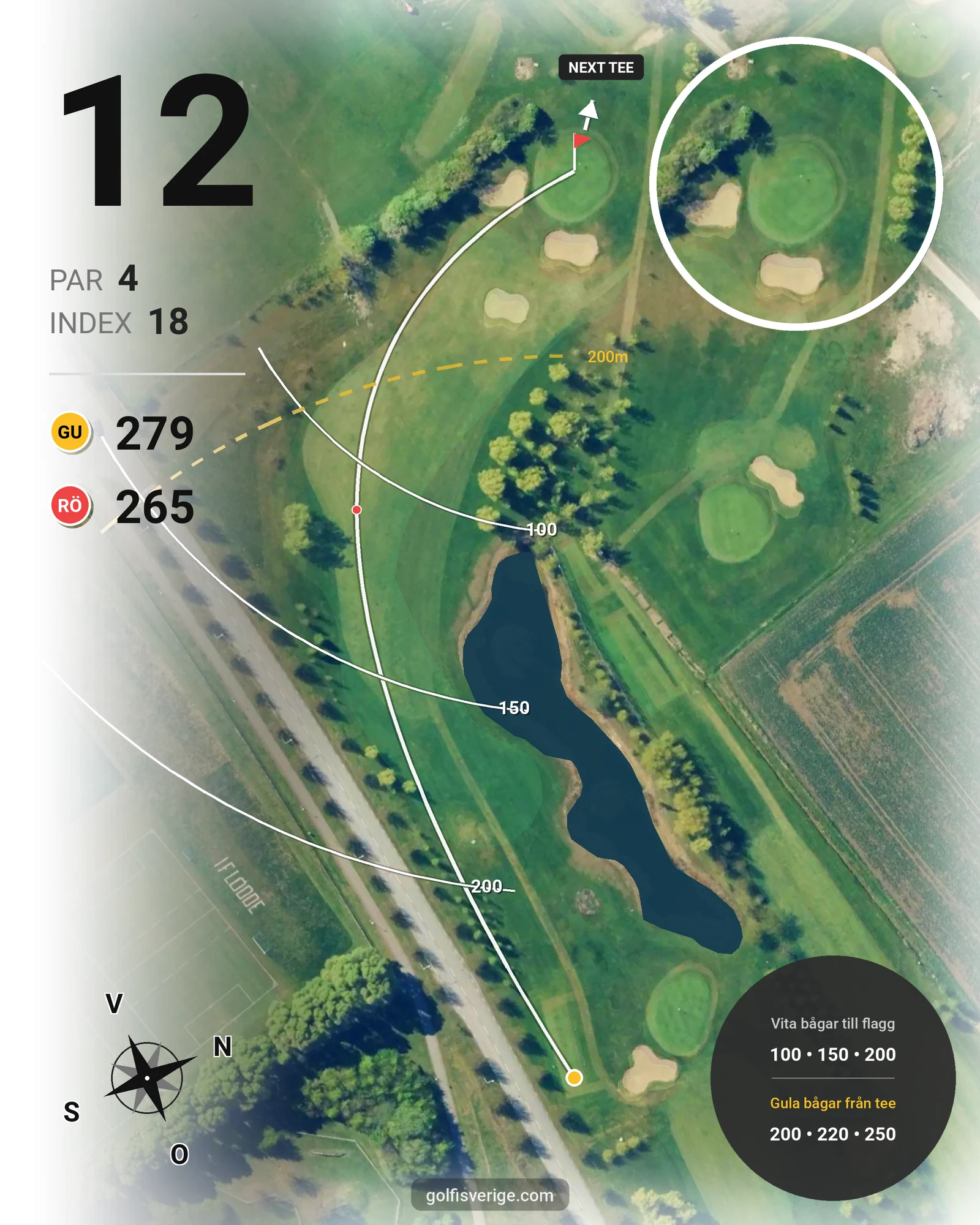Banguide Björkenäs 12-håls bana hål 12 karta