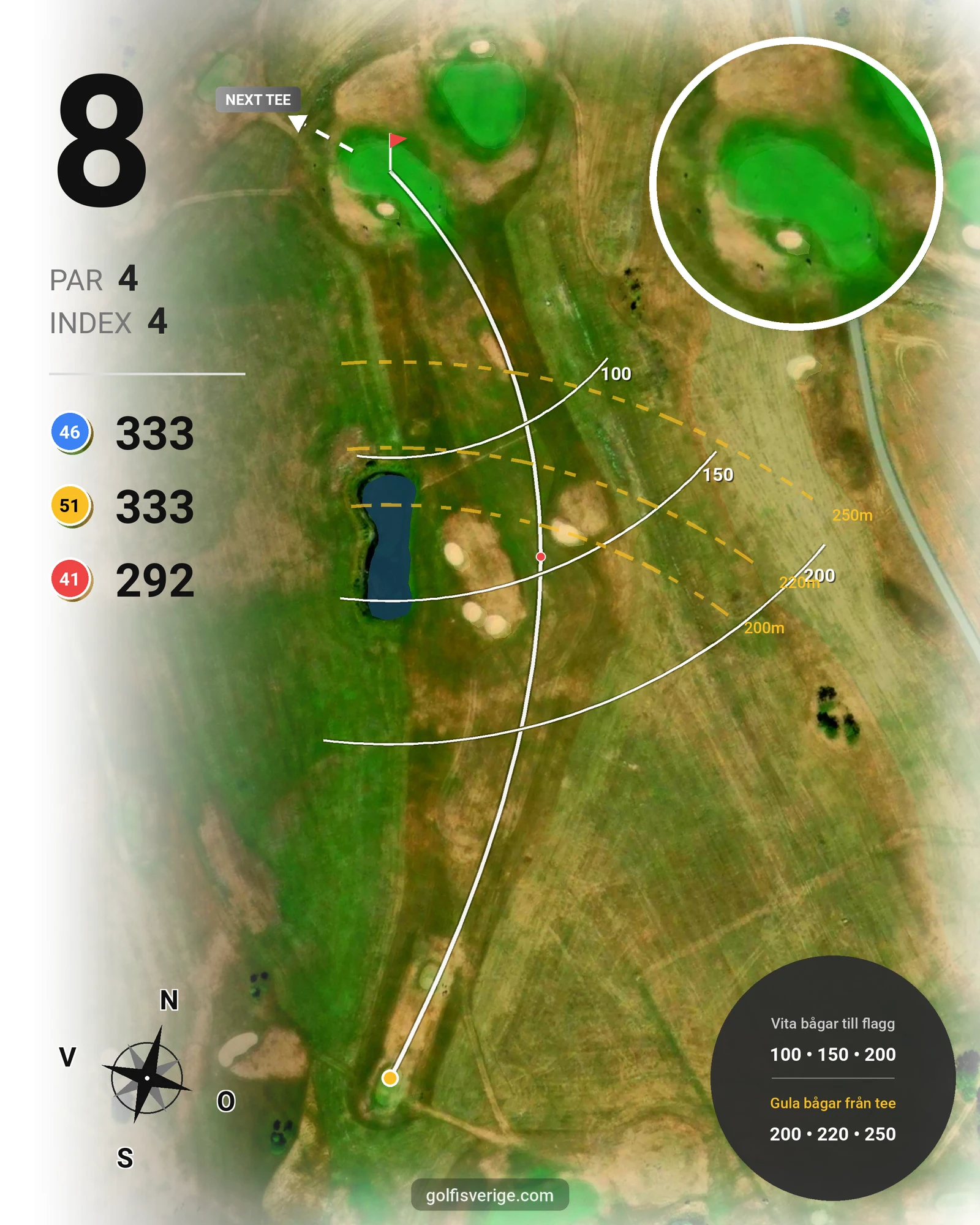 Banguide Björnhults GK 9 Hålsbanan på Björnhults Golfklubb - Hål 8 karta