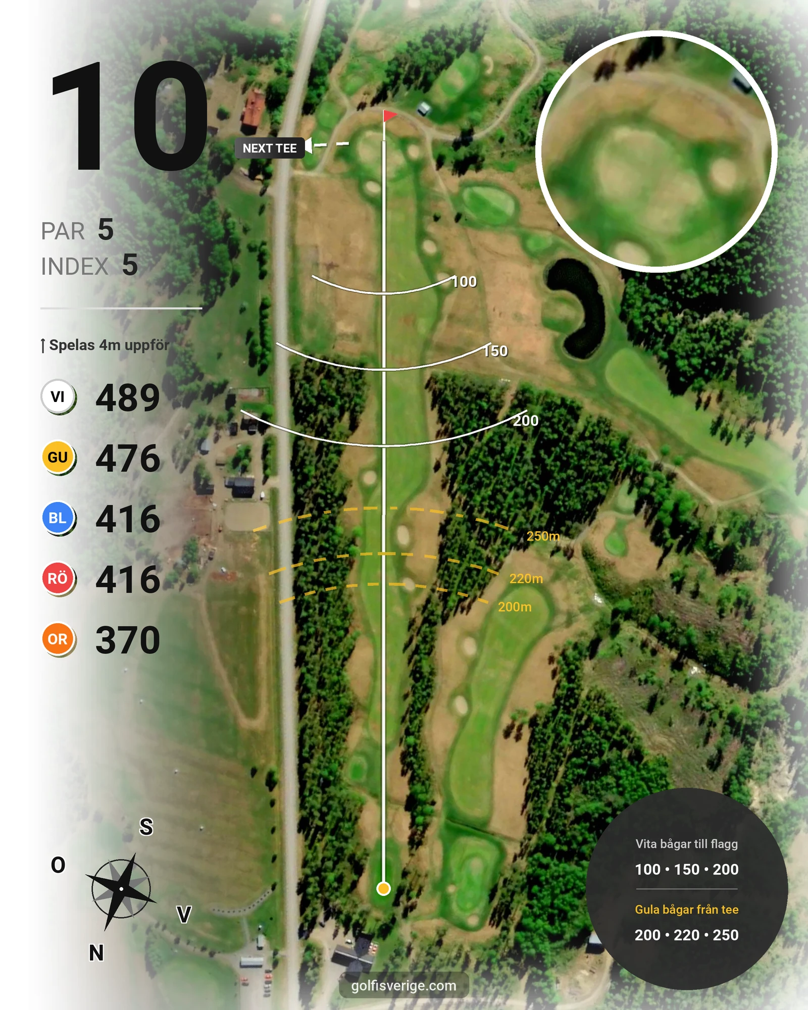 Banguide Bjurholm 18 hål på Bjurholms Golfklubb - Hål 10 karta