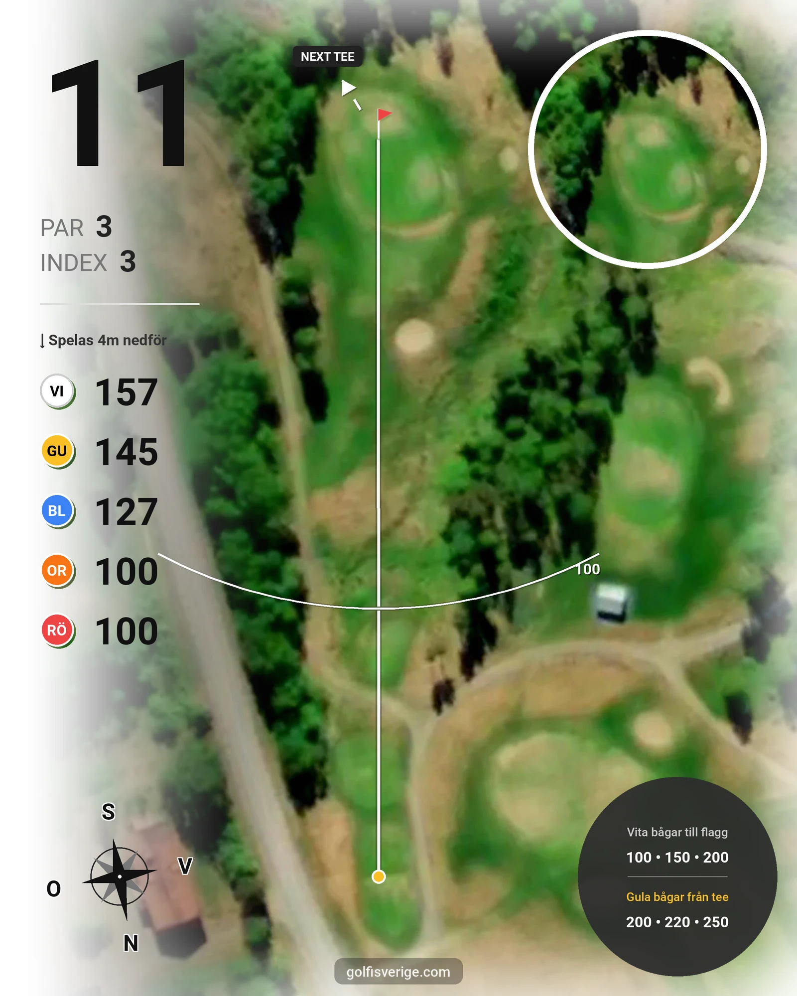 Banguide Bjurholm 18 hål på Bjurholms Golfklubb - Hål 11 karta
