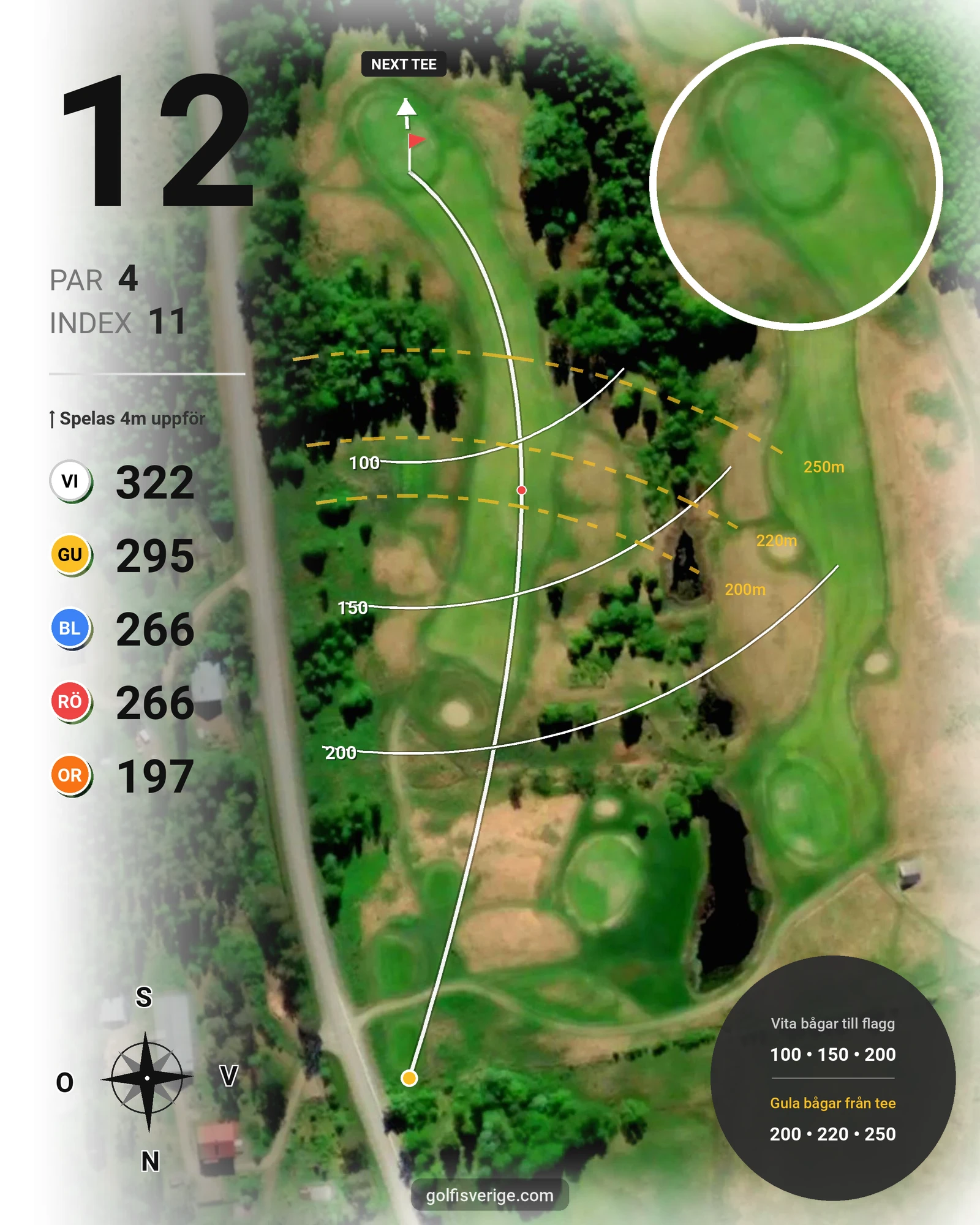 Banguide Bjurholm 18 hål på Bjurholms Golfklubb - Hål 12 karta