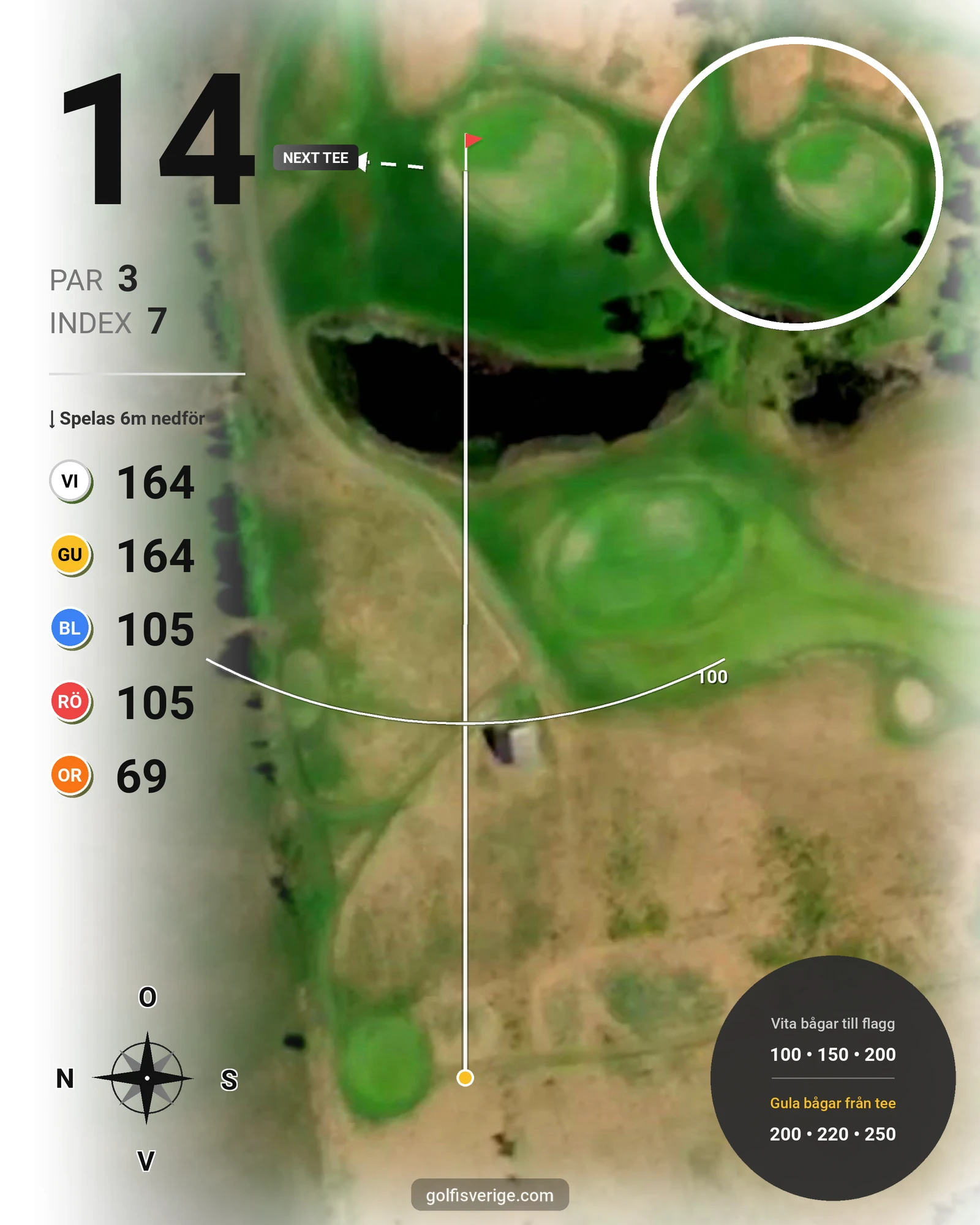 Banguide Bjurholm 18 hål på Bjurholms Golfklubb - Hål 14 karta