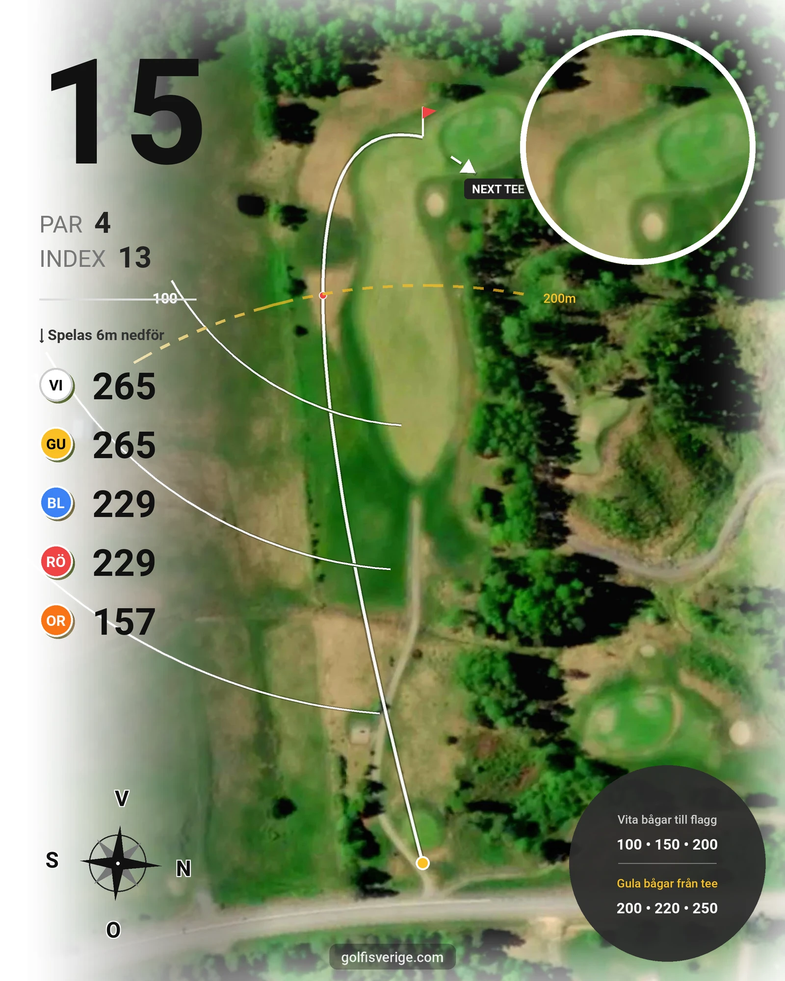 Banguide Bjurholm 18 hål på Bjurholms Golfklubb - Hål 15 karta