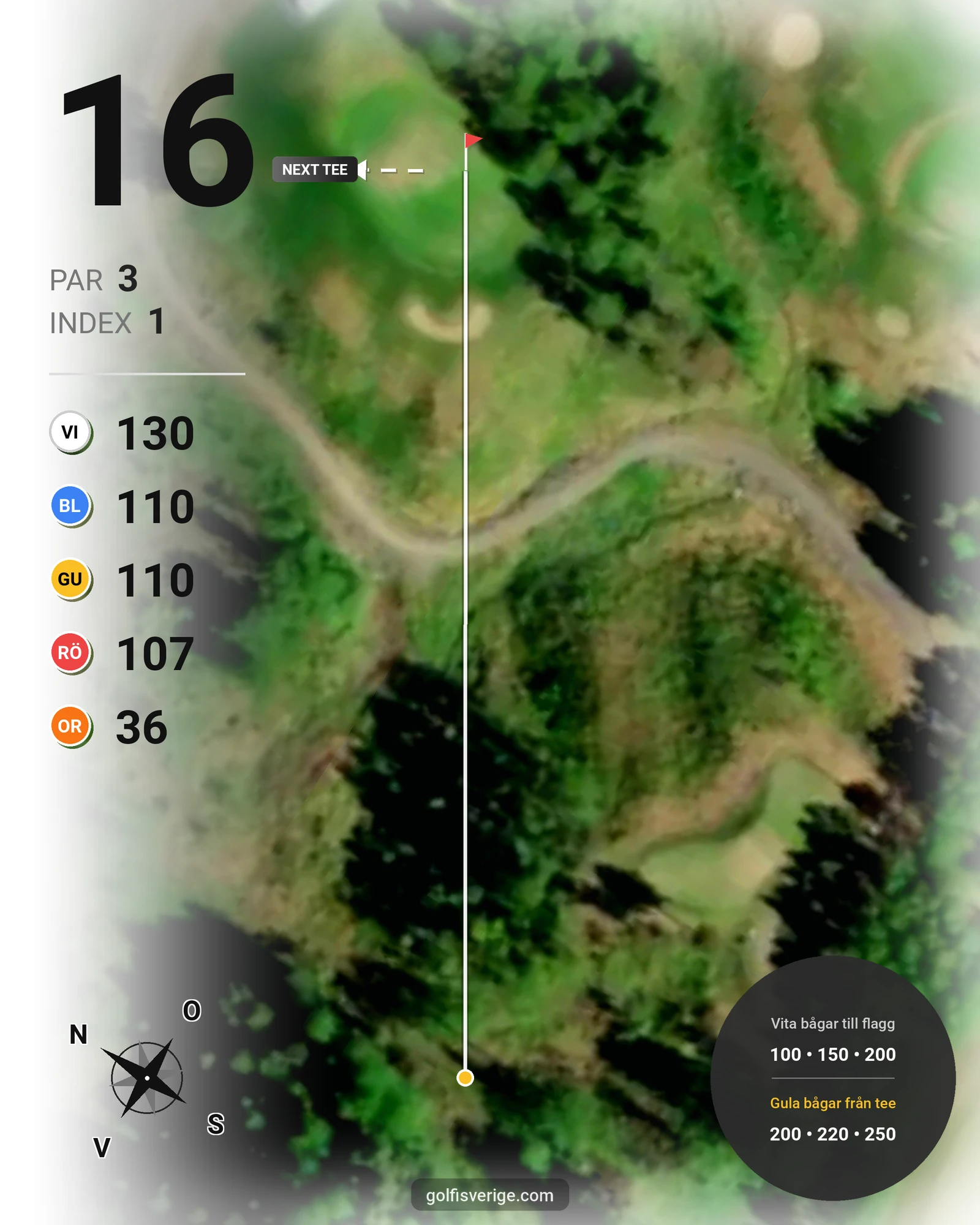Banguide Bjurholm 18 hål på Bjurholms Golfklubb - Hål 16 karta