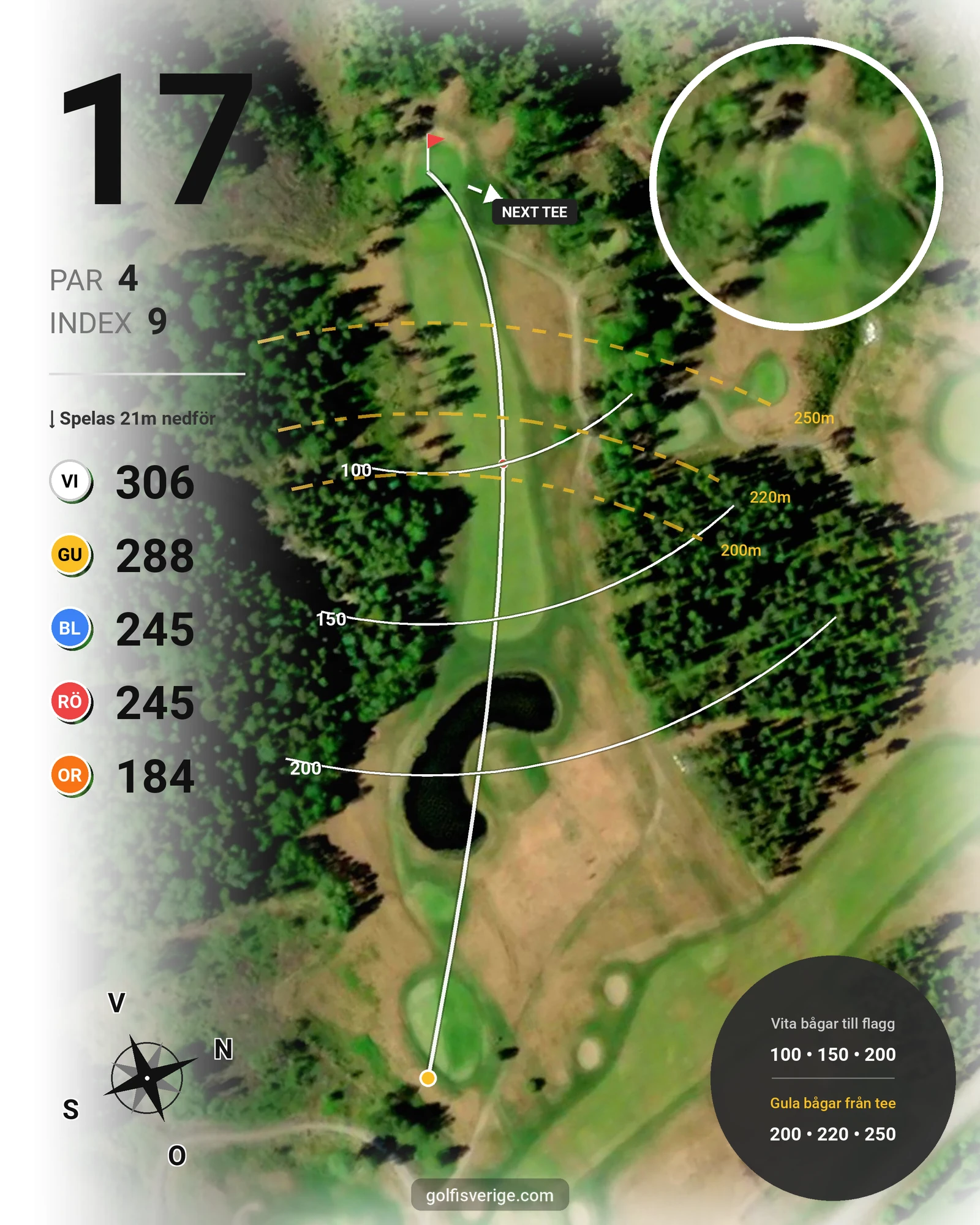 Banguide Bjurholm 18 hål på Bjurholms Golfklubb - Hål 17 karta