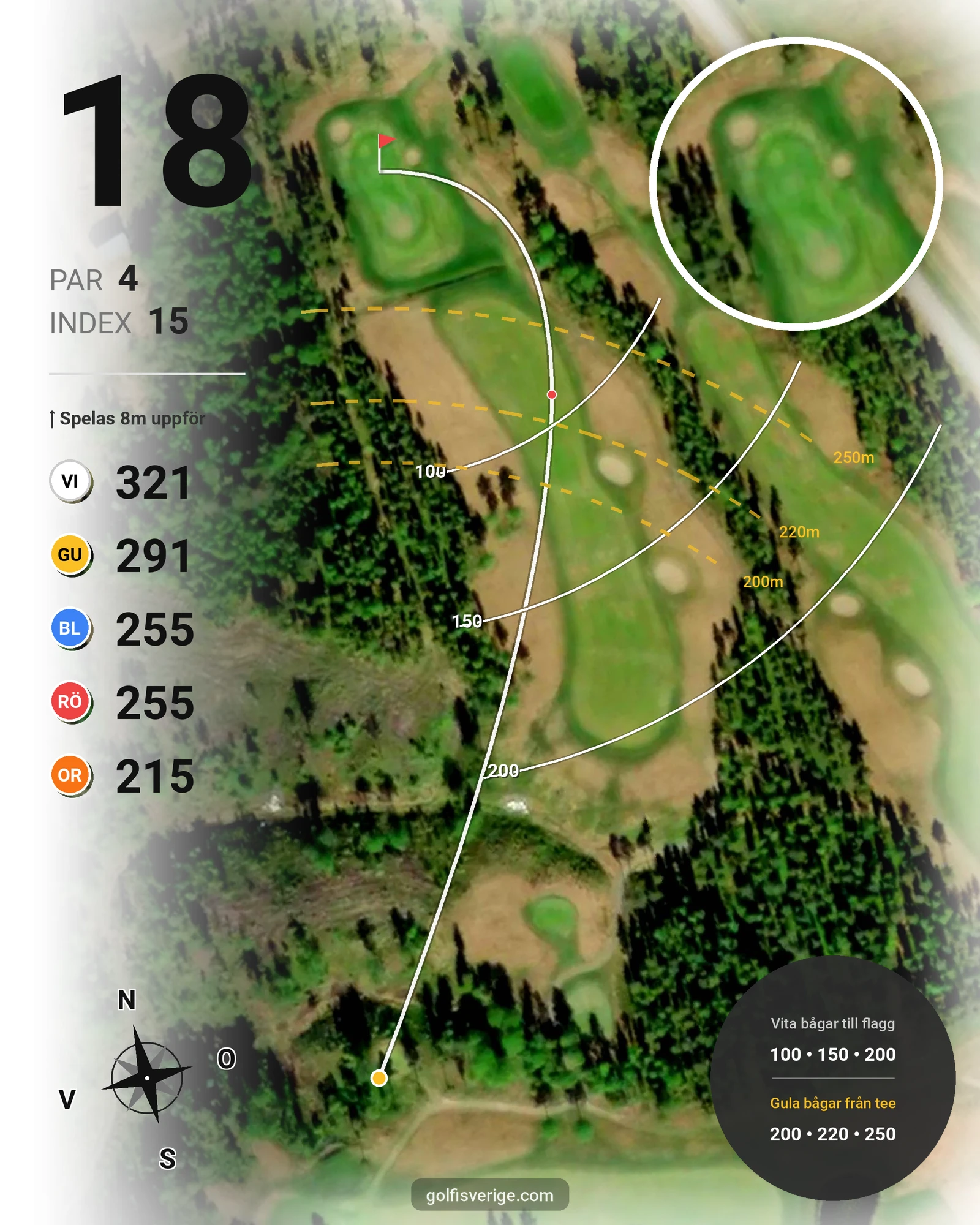 Banguide Bjurholm 18 hål på Bjurholms Golfklubb - Hål 18 karta