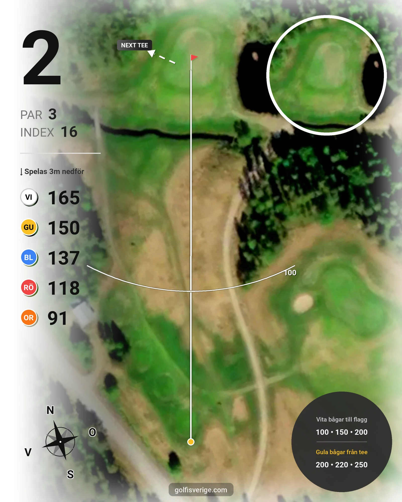 Banguide Bjurholm 18 hål på Bjurholms Golfklubb - Hål 2 karta