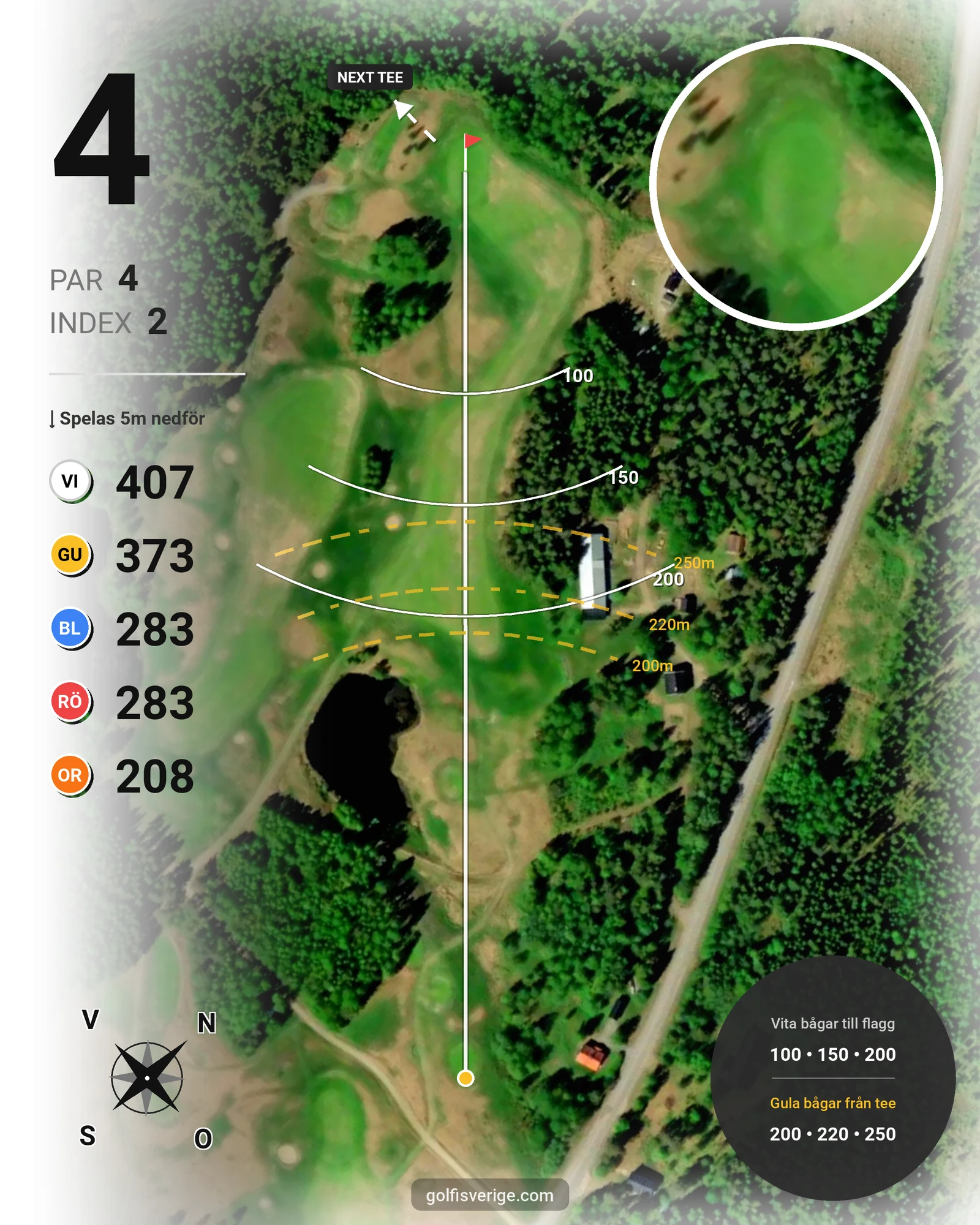 Banguide Bjurholm 18 hål på Bjurholms Golfklubb - Hål 4 karta