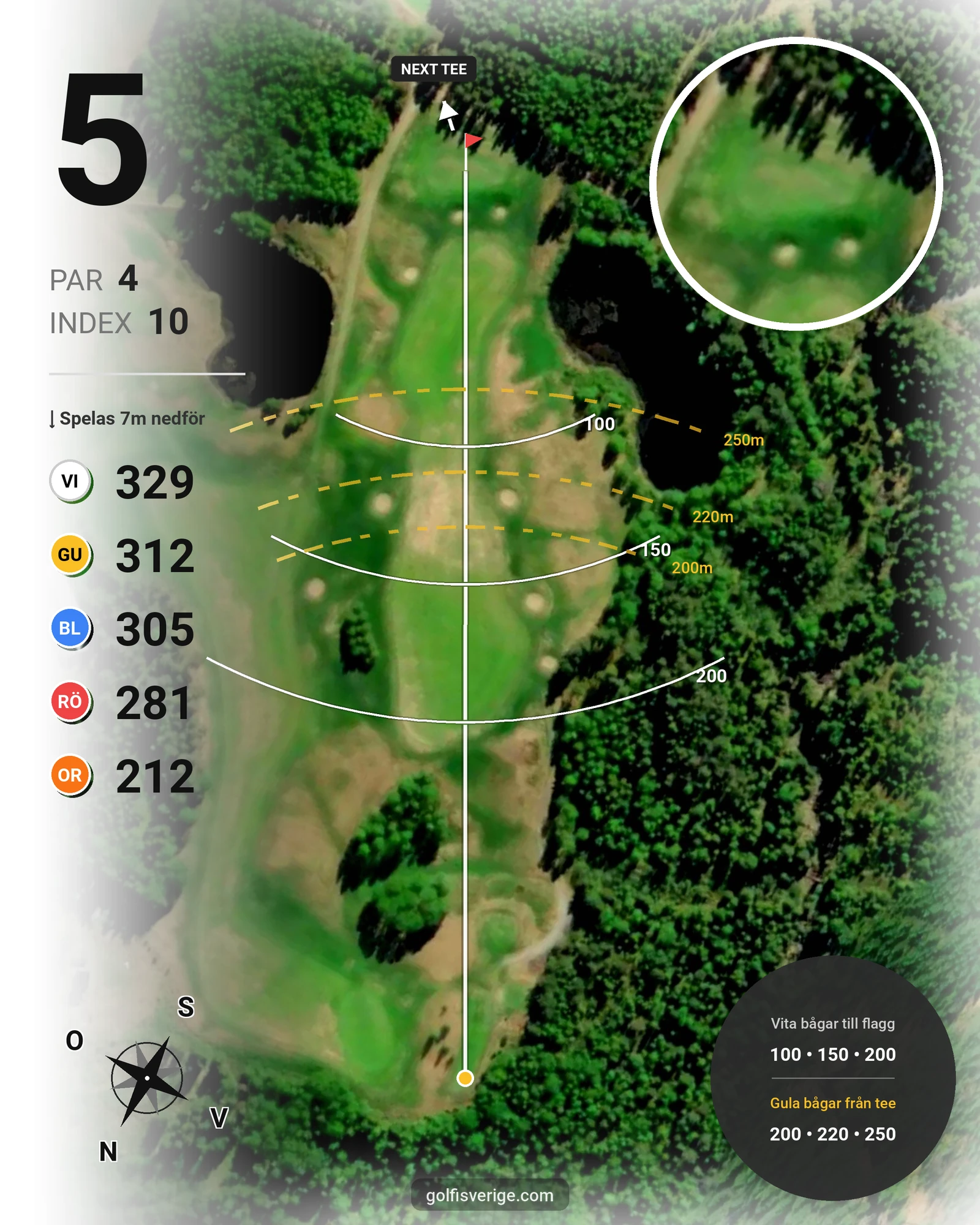Banguide Bjurholm 18 hål på Bjurholms Golfklubb - Hål 5 karta