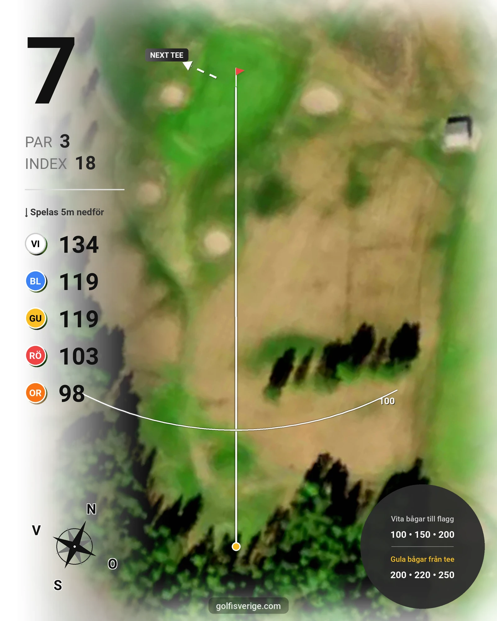Banguide Bjurholm 18 hål på Bjurholms Golfklubb - Hål 7 karta