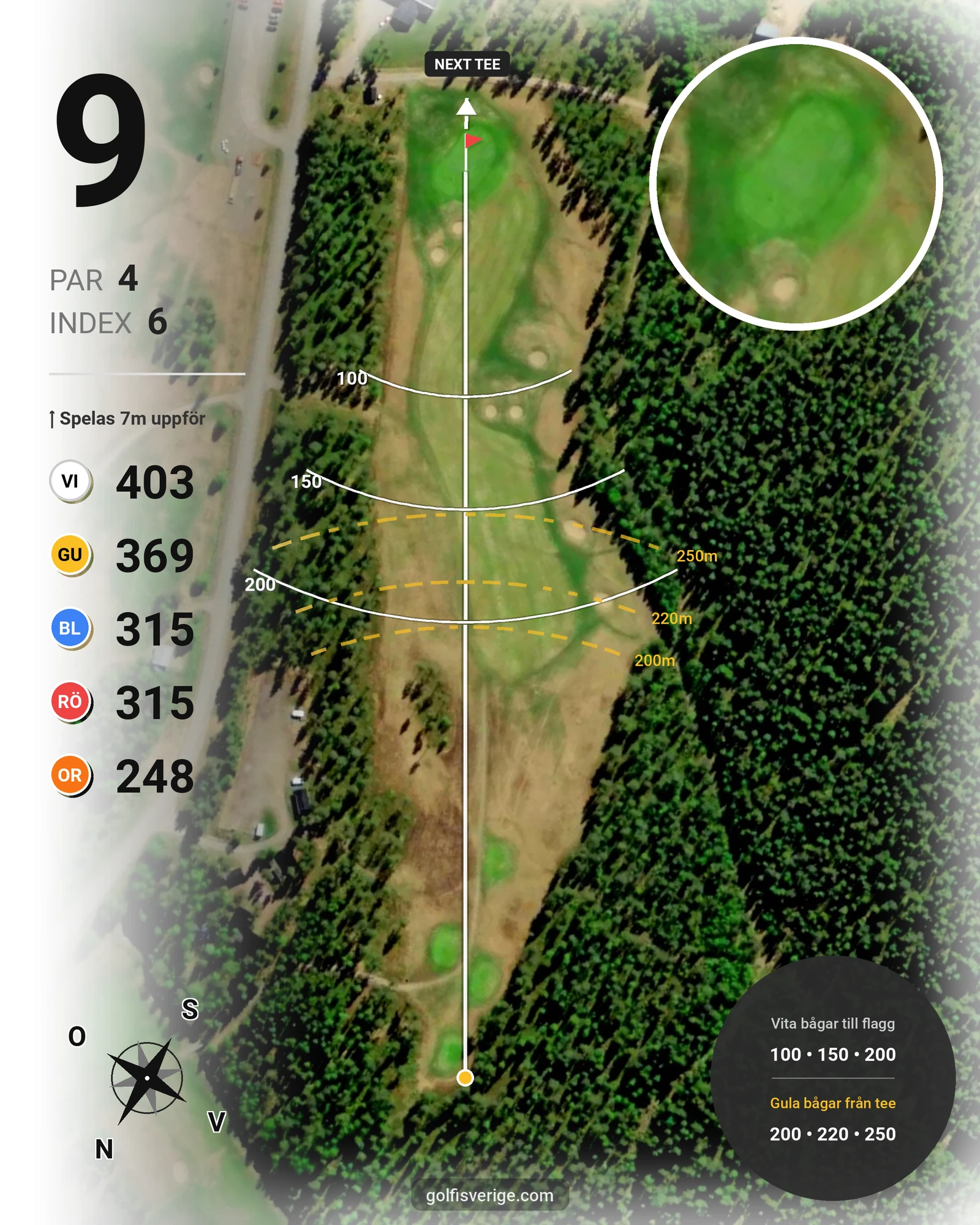 Banguide Bjurholm 18 hål på Bjurholms Golfklubb - Hål 9 karta