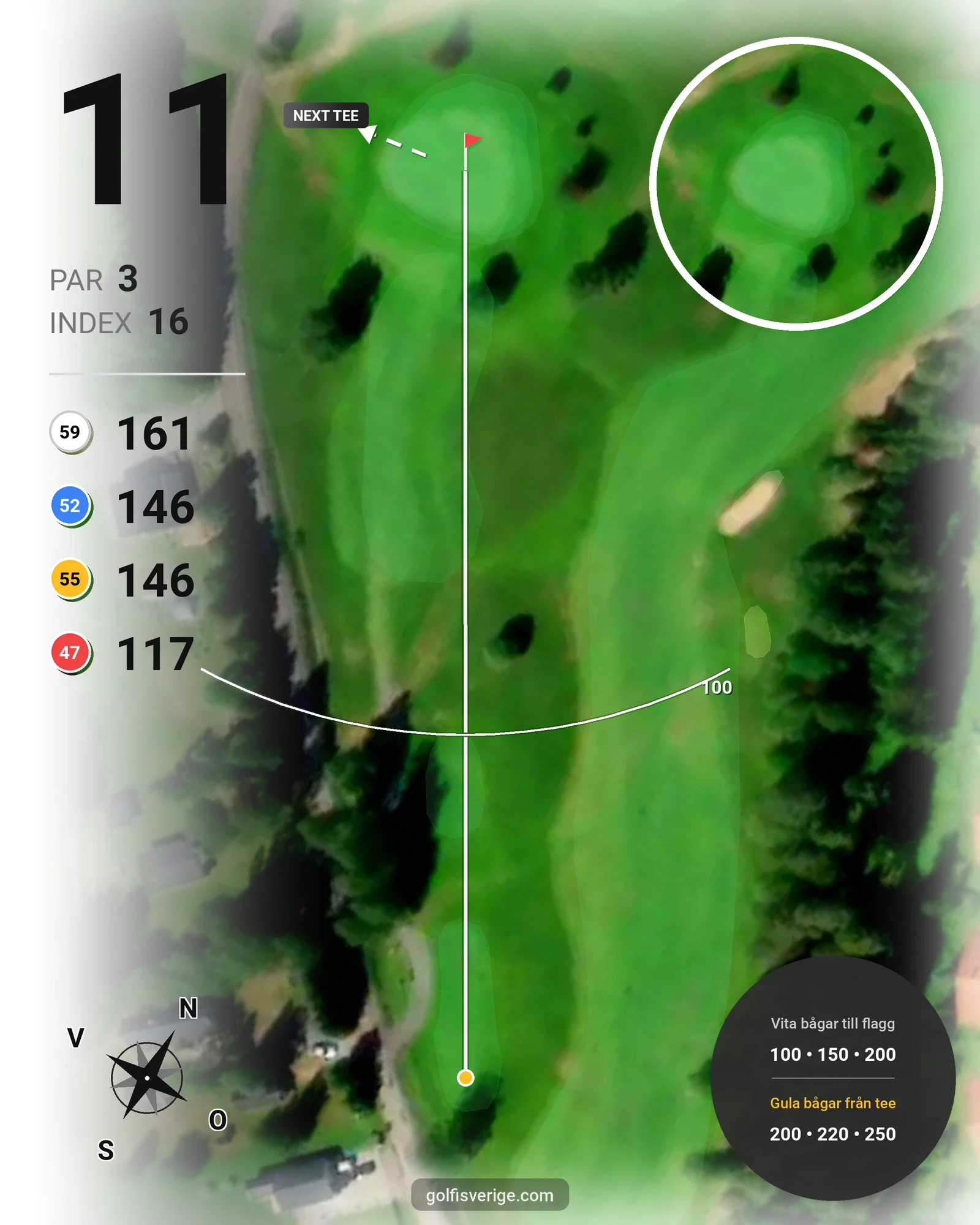 Banguide Sävastbanan på Bodens Golfklubb - Hål 11 karta