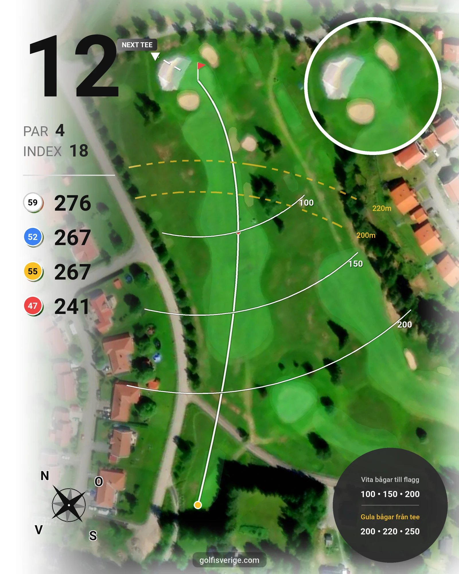 Banguide Sävastbanan på Bodens Golfklubb - Hål 12 karta