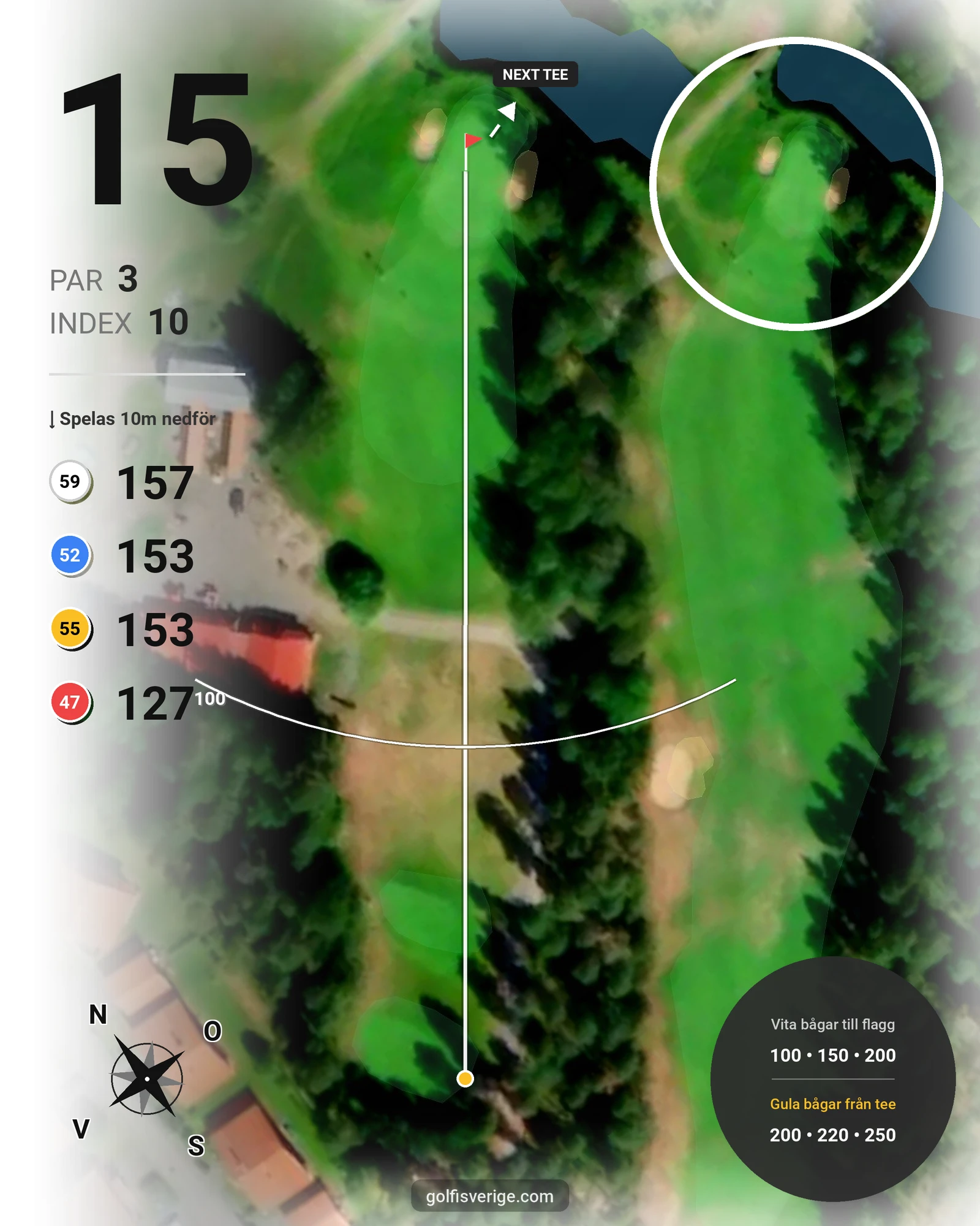 Banguide Sävastbanan på Bodens Golfklubb - Hål 15 karta