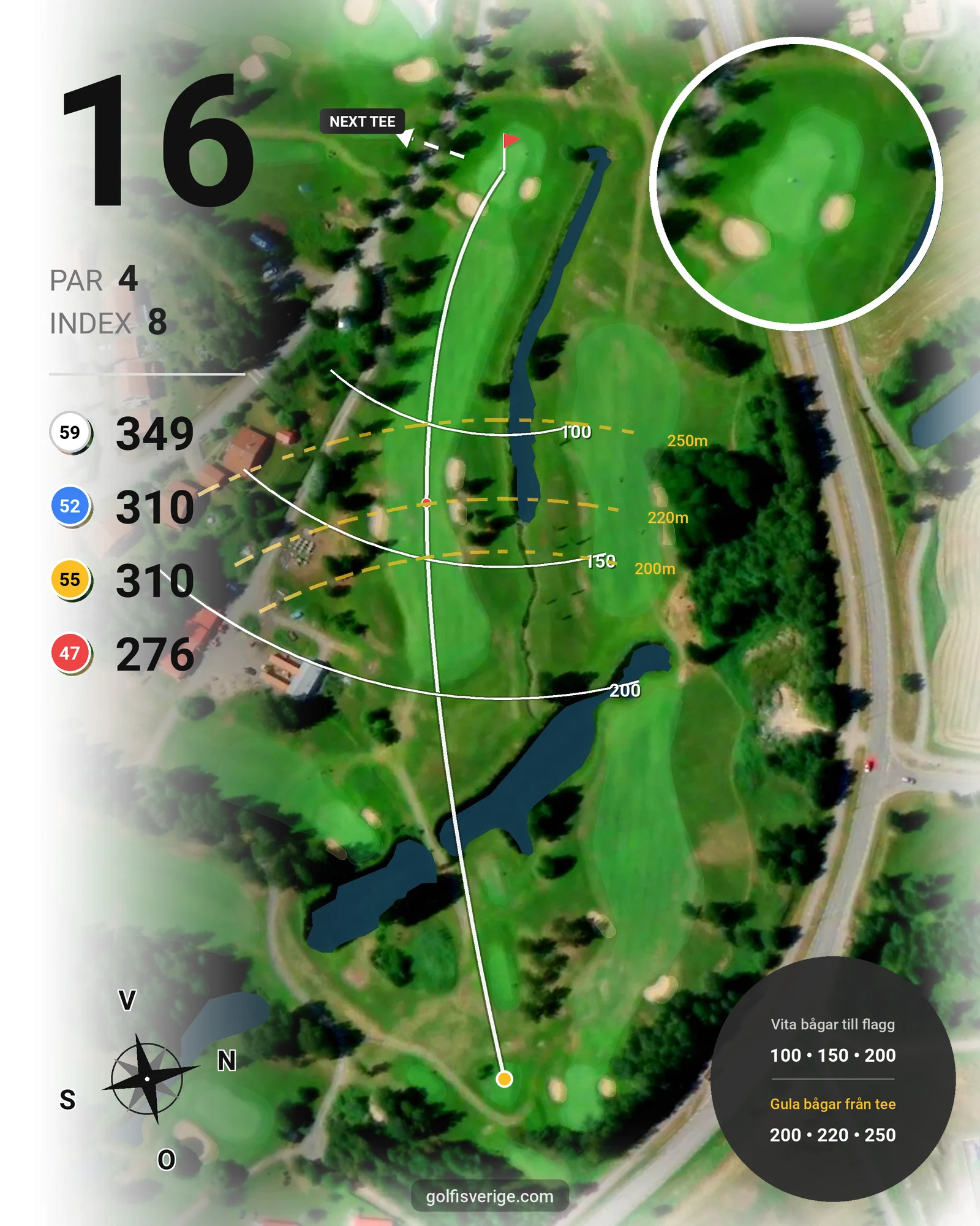 Banguide Sävastbanan på Bodens Golfklubb - Hål 16 karta