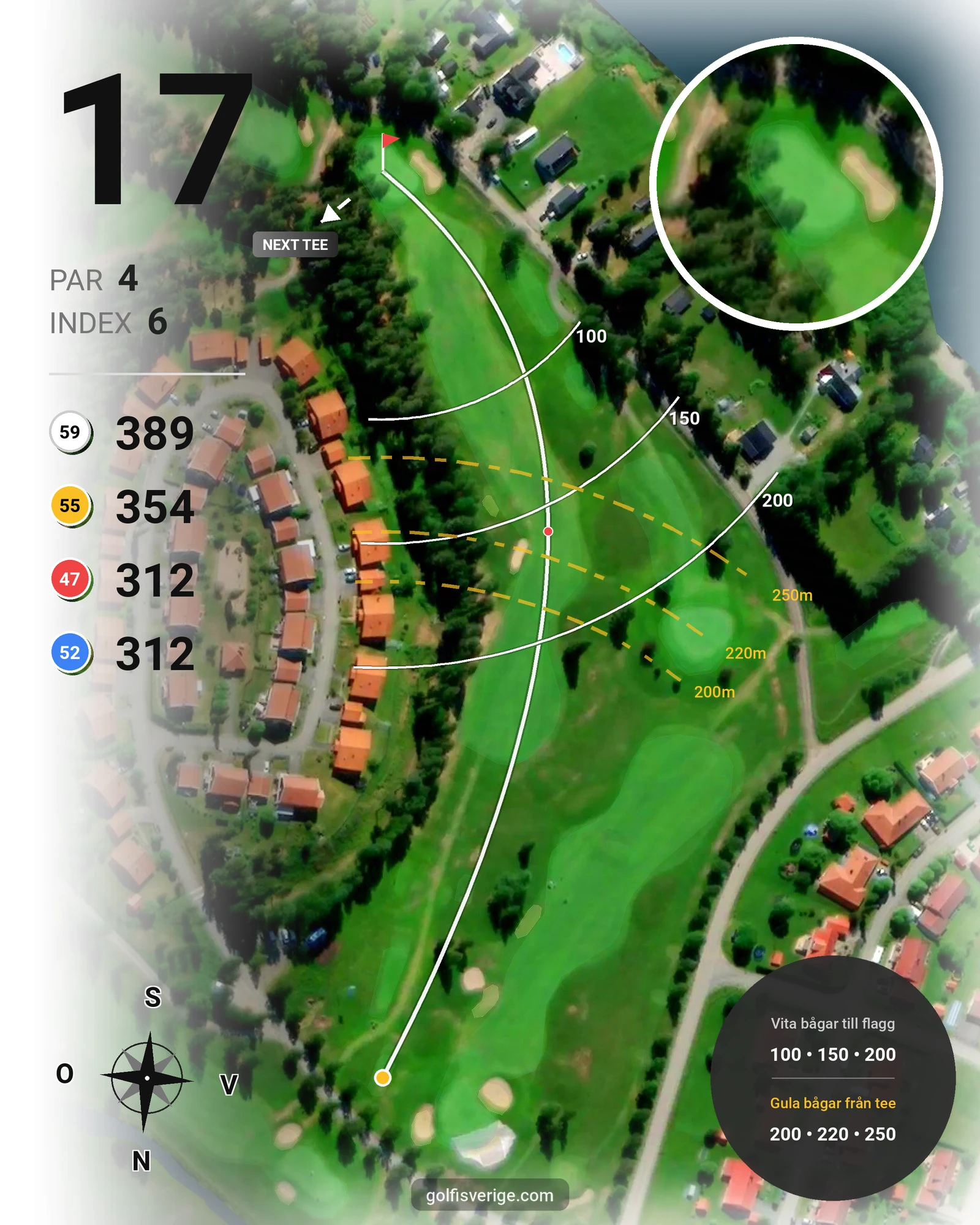 Banguide Sävastbanan på Bodens Golfklubb - Hål 17 karta