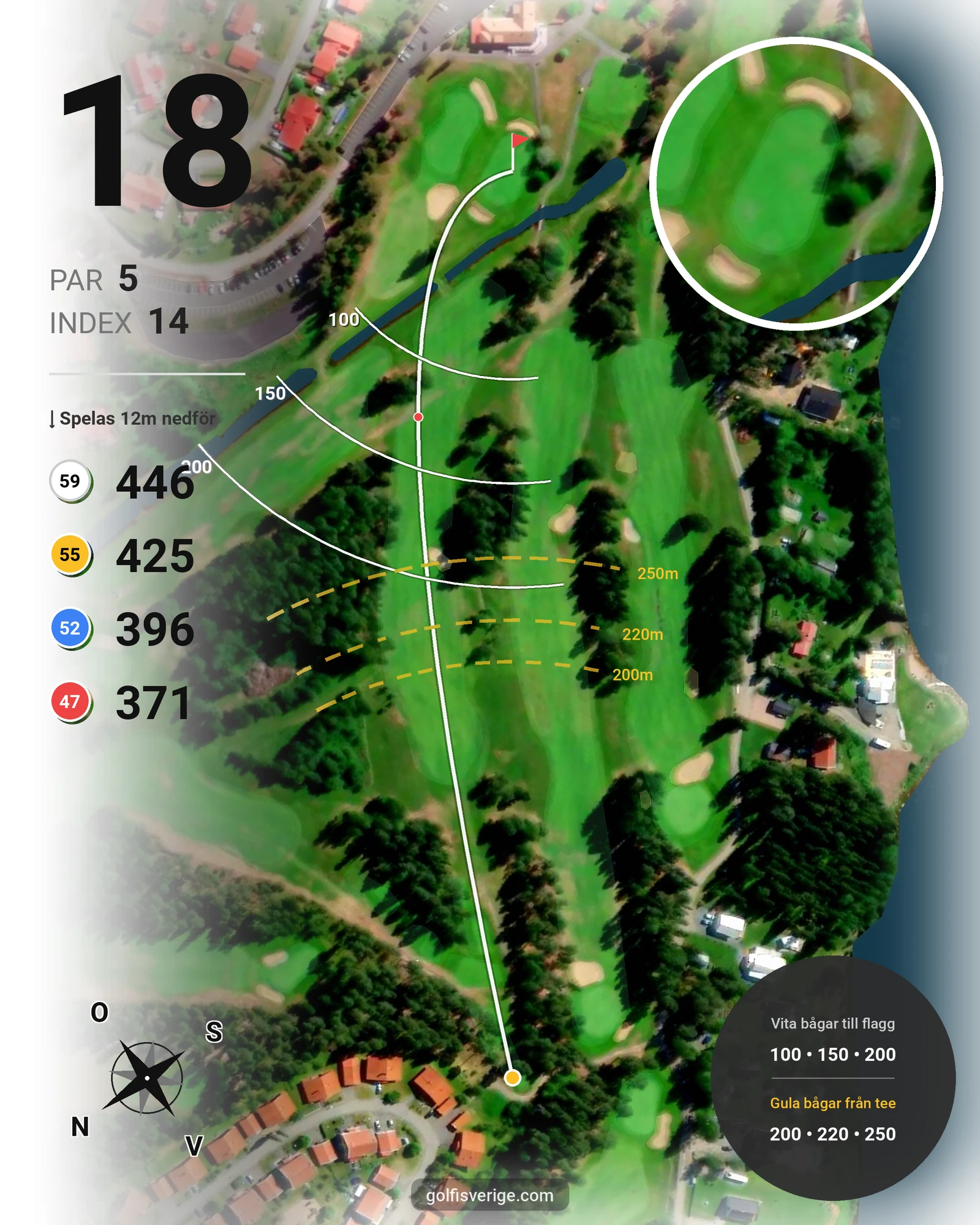 Banguide Sävastbanan på Bodens Golfklubb - Hål 18 karta