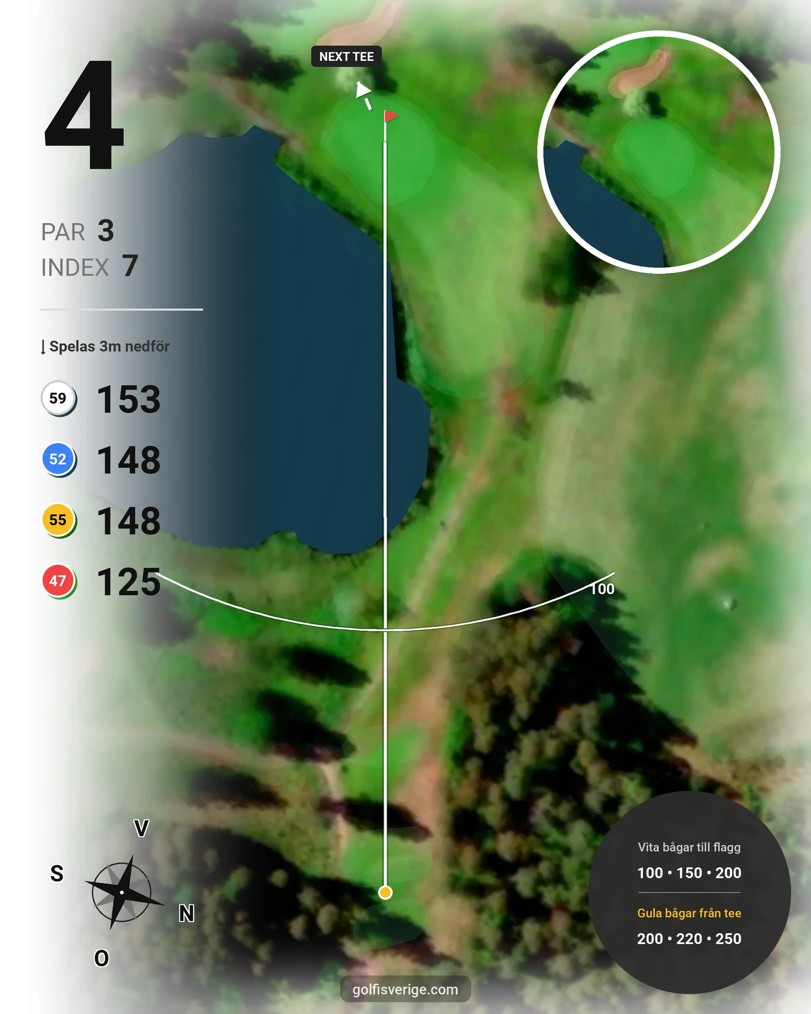 Banguide Sävastbanan på Bodens Golfklubb - Hål 4 karta