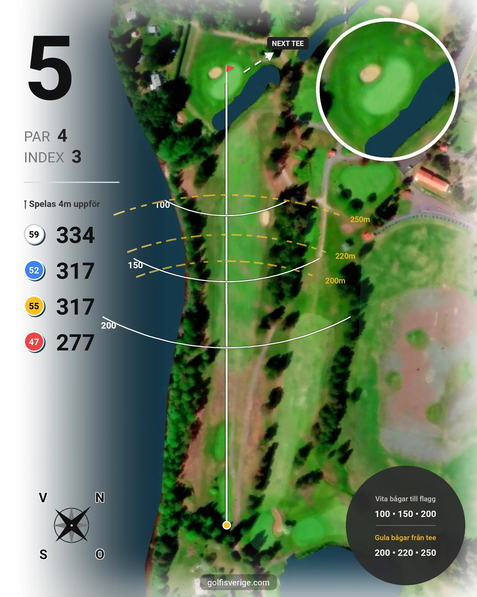 Banguide Sävastbanan på Bodens Golfklubb - Hål 5 karta