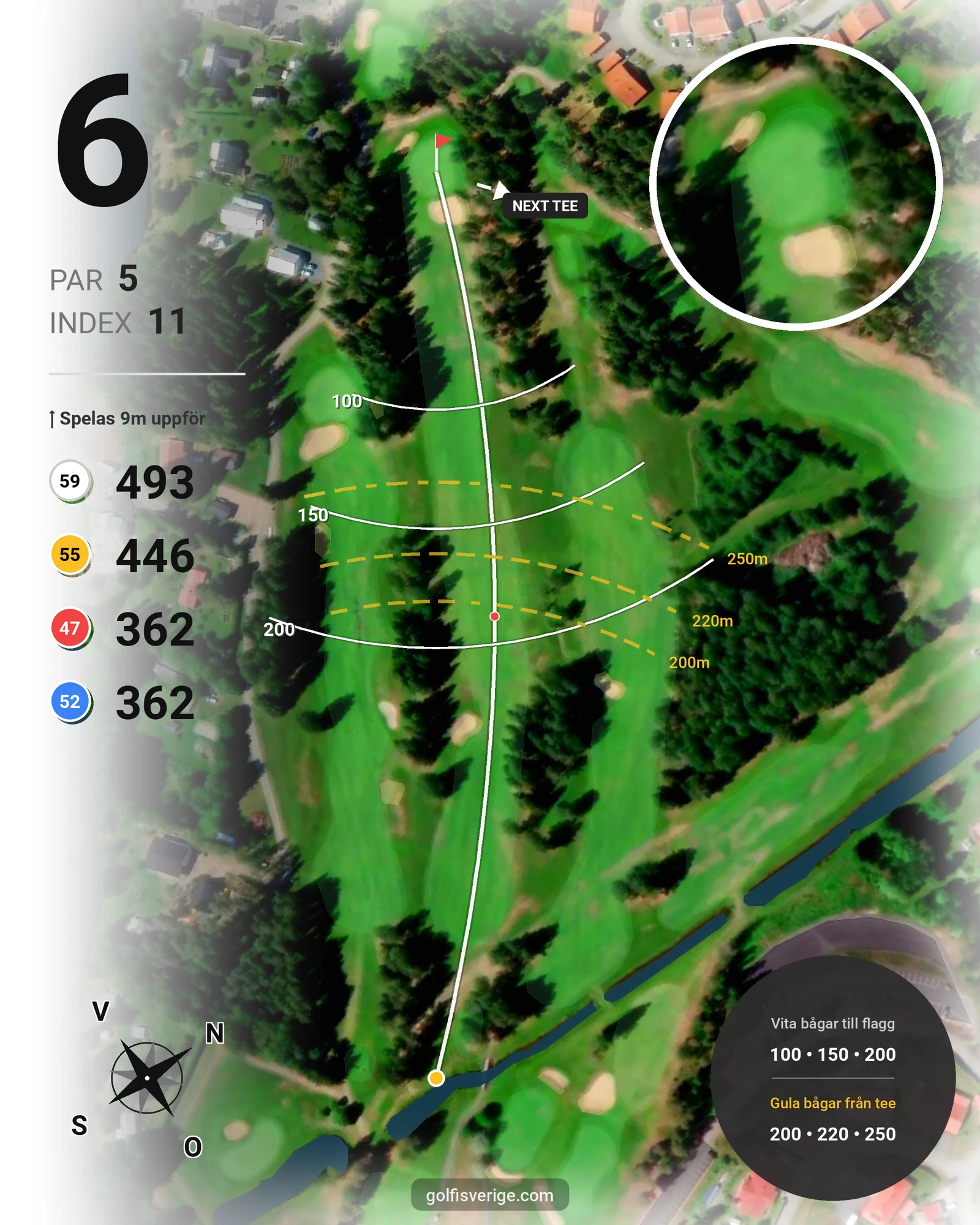 Banguide Sävastbanan på Bodens Golfklubb - Hål 6 karta