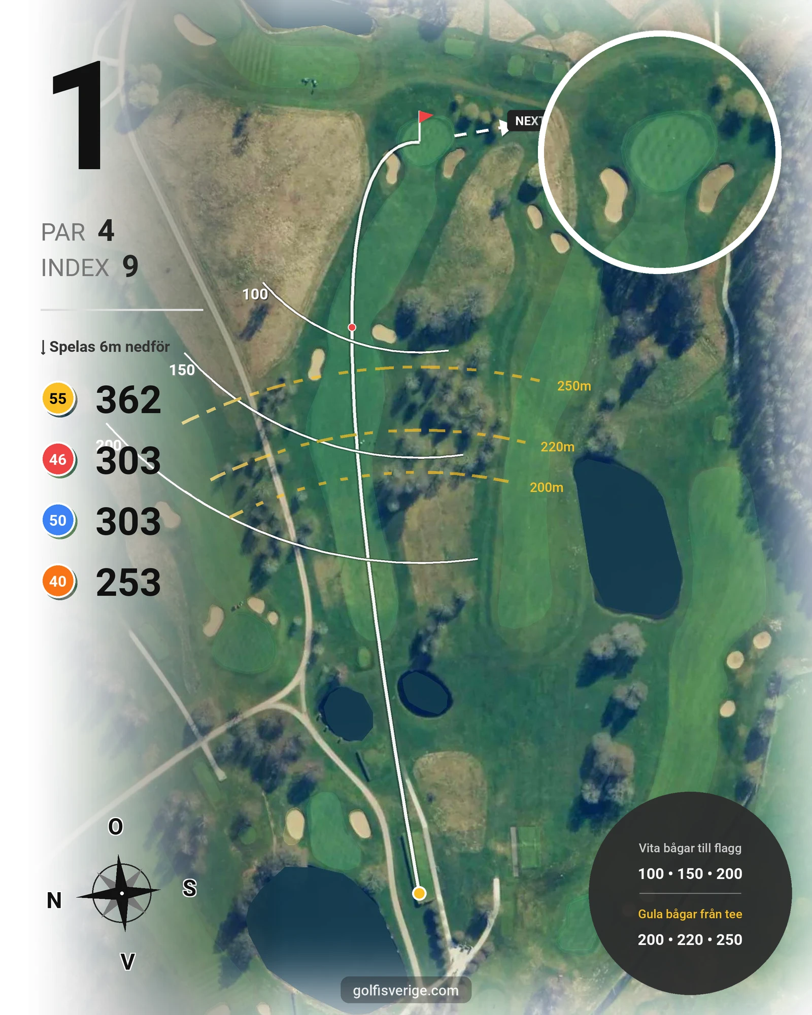 Banguide KUNGSBANAN på Bokskogens Golfklubb - Hål 1 karta