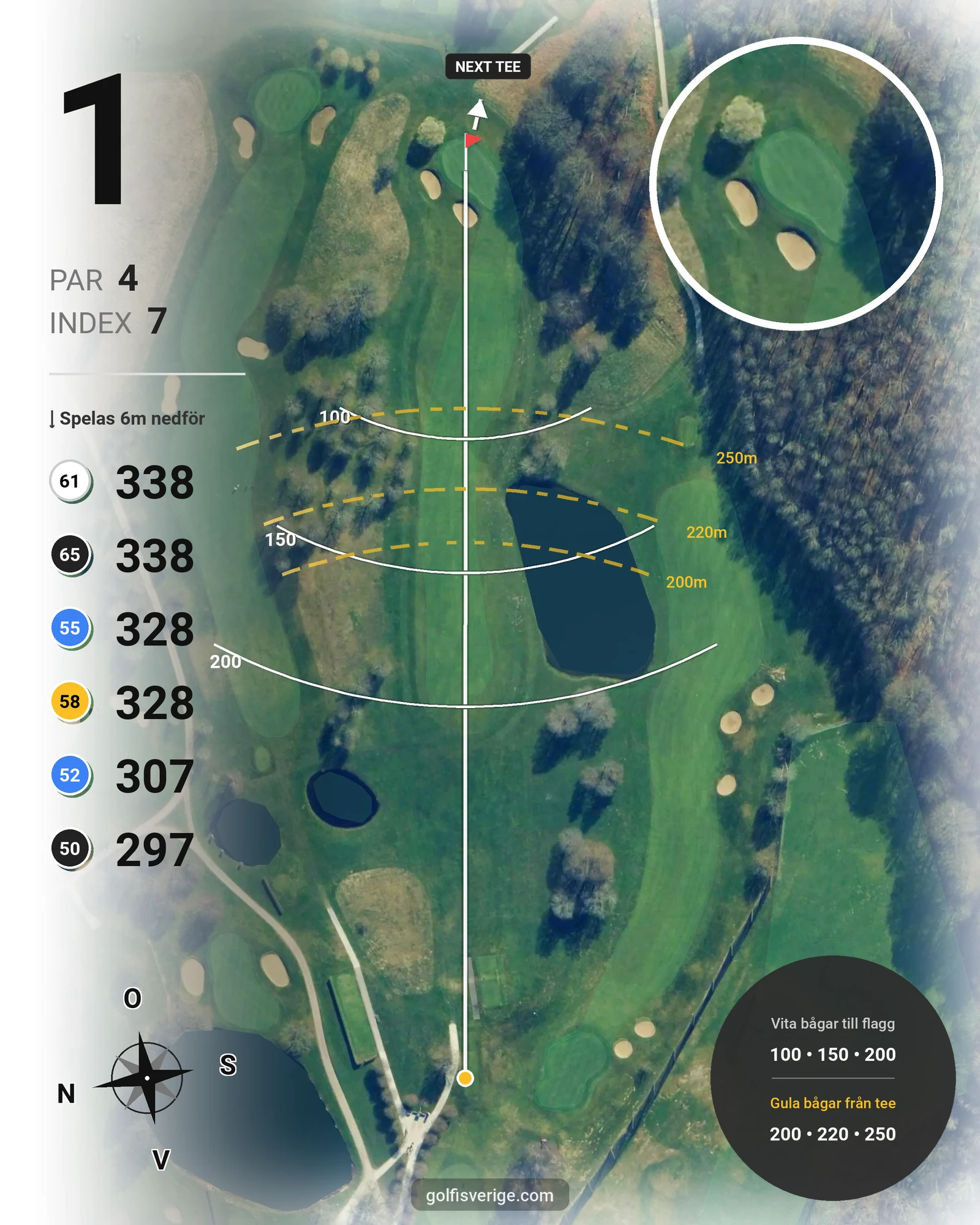 Banguide GAMLA BANAN på Bokskogens Golfklubb - Hål 1 karta