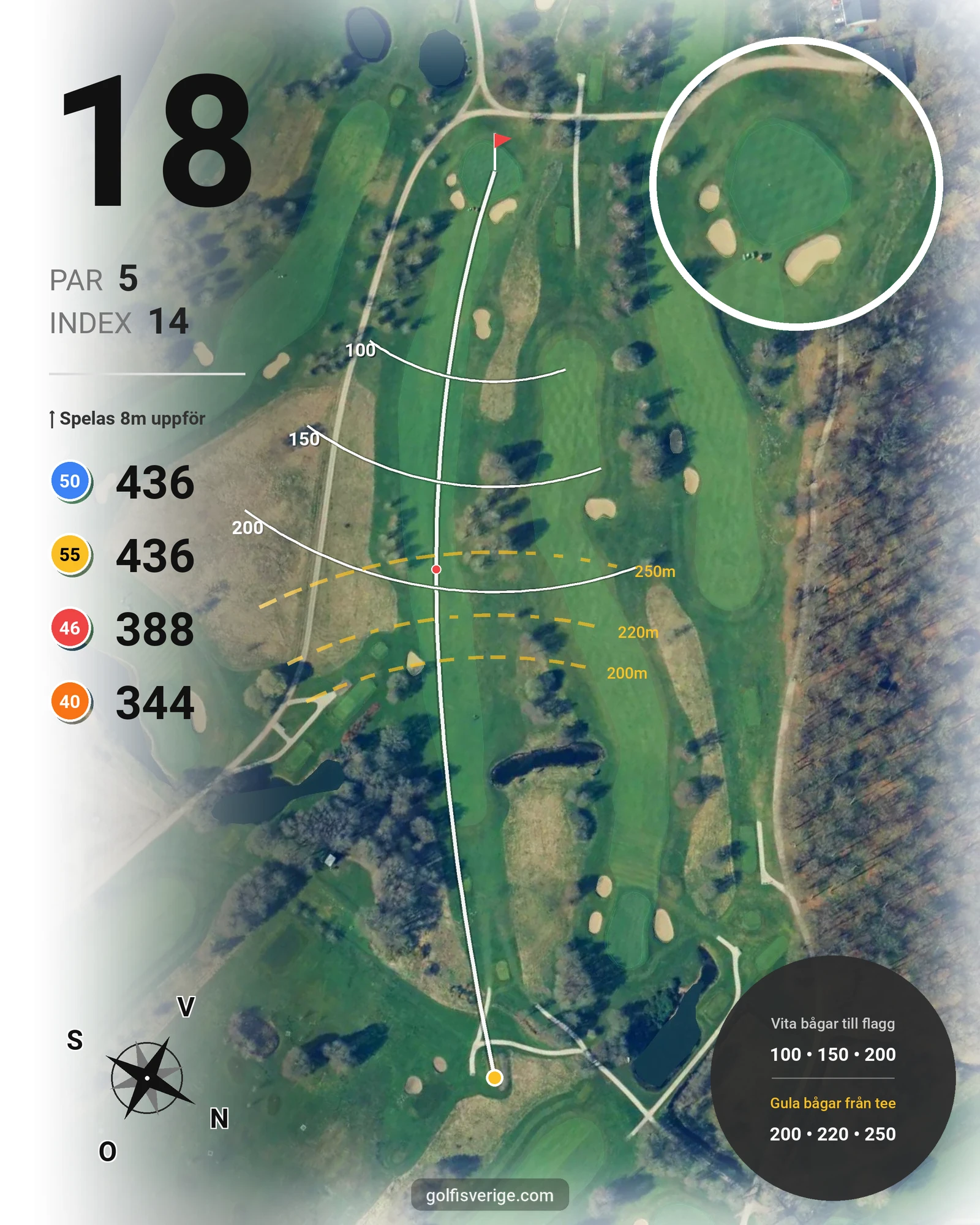 Banguide KUNGSBANAN på Bokskogens Golfklubb - Hål 18 karta